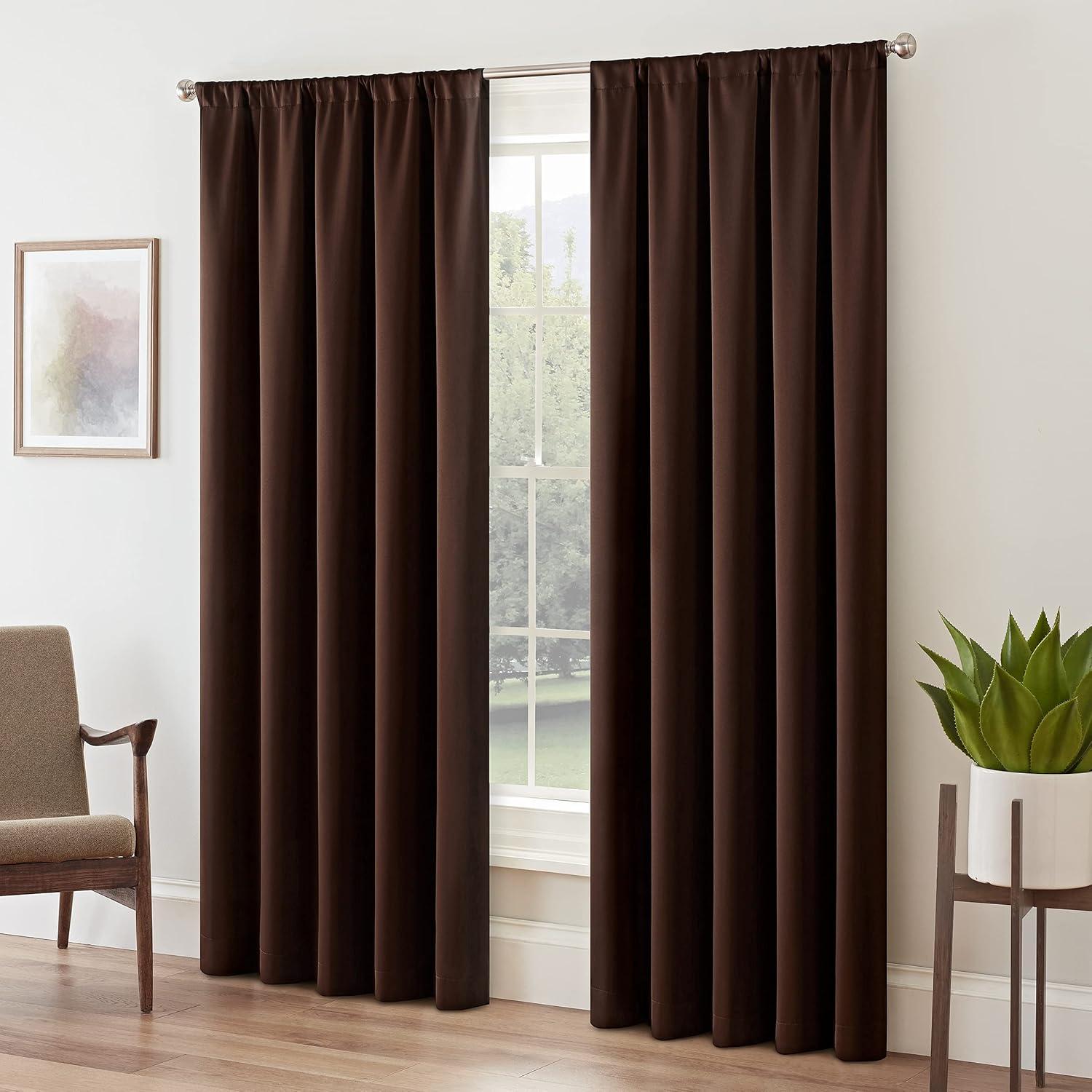 Eclipse Tricia Solid Curtain Panel, Room Darkening Rod Pocket Curtain Thermapanel (1 Panel)