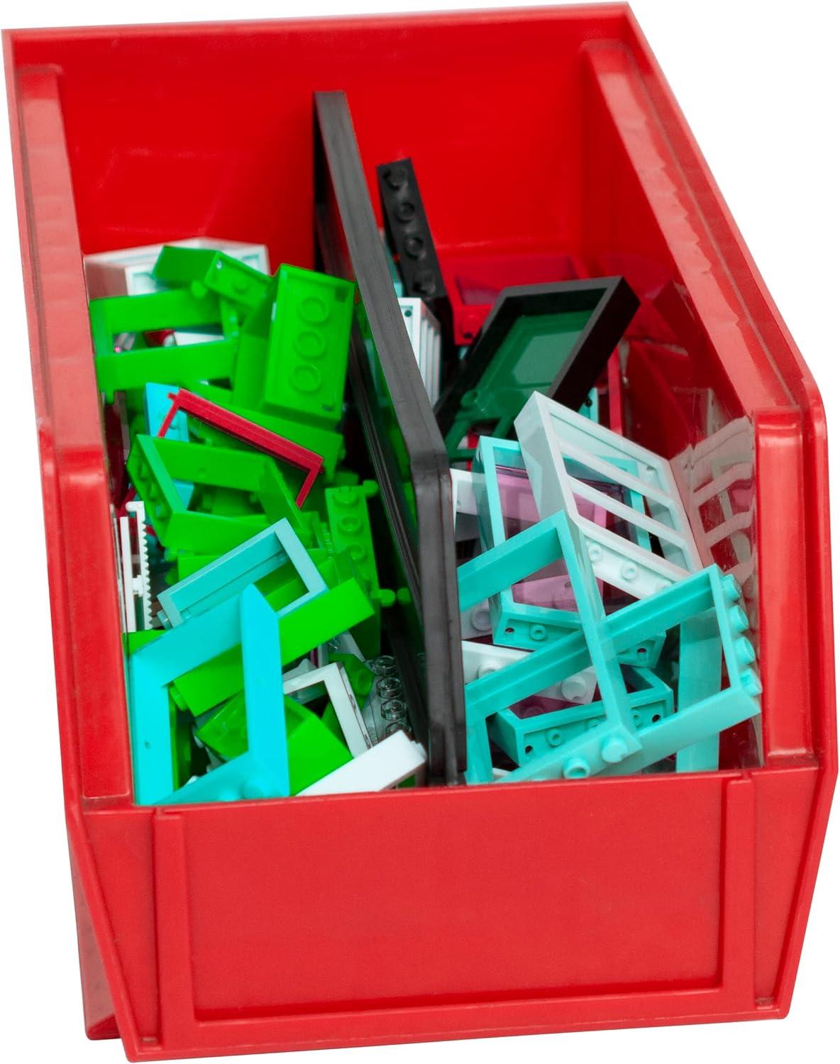 Akro-Mils Stackable Storage Bins, AkroBins Stacking Organizer, 11"x5"x5", Red, 12-Pack