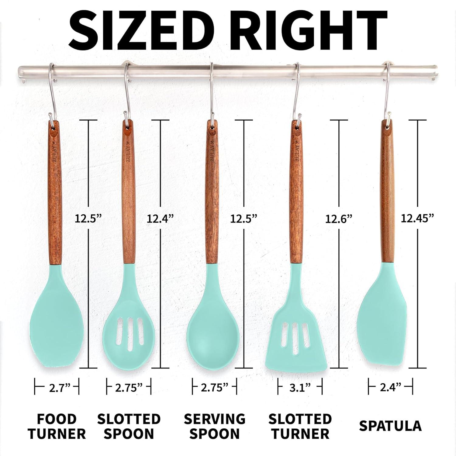 Zulay Kitchen Zulay Kitchen 5 Piece Silicone Utensils Set With Authentic Acacia Wood Handles