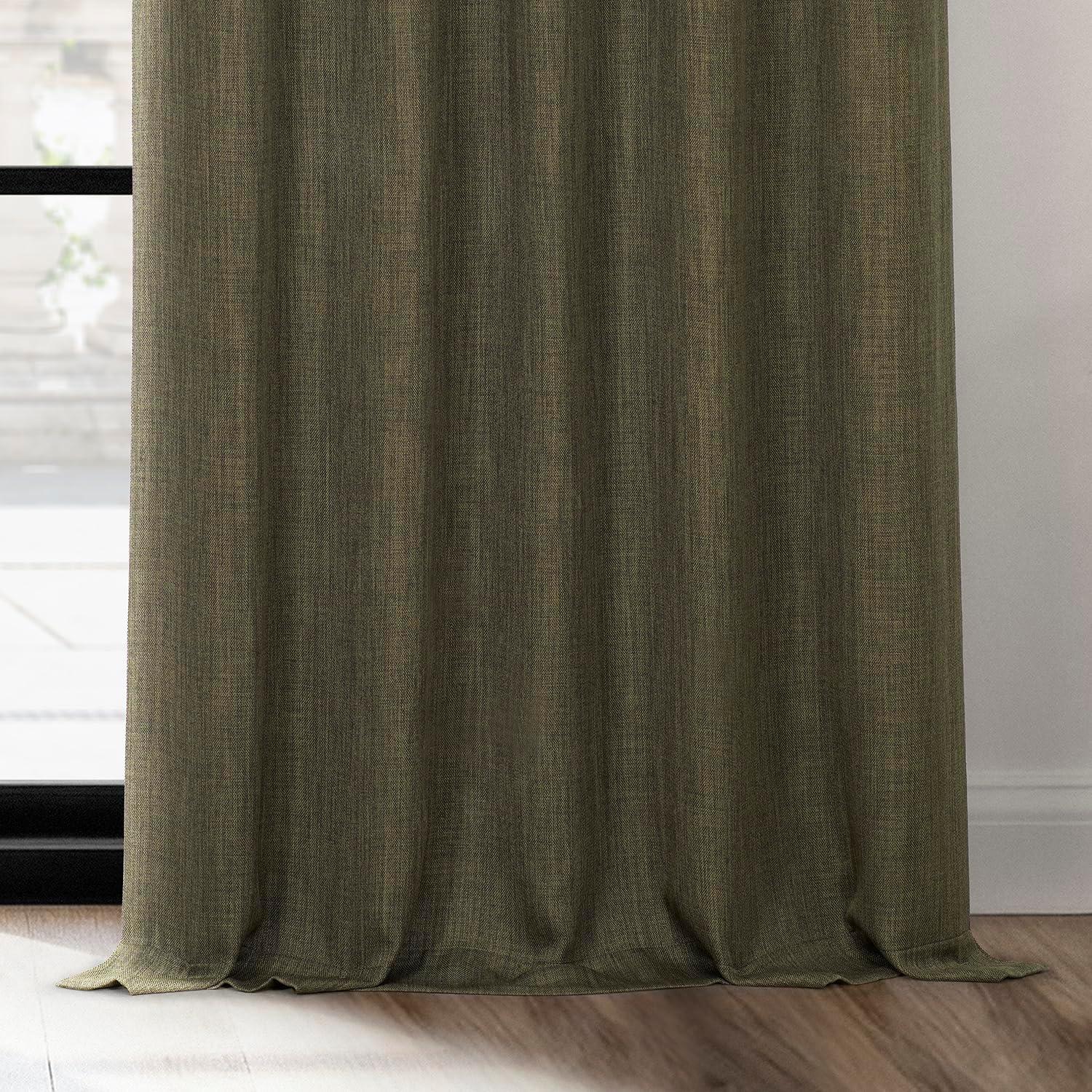 HPD Half Price Drapes Khaki Green Faux Linen Room Darkening Curtains for Bedroom & Living Room Curtains (1 Panel), Door & Window Curtains 84 inches long, Rod Pocket Curtains, 50W X 84L