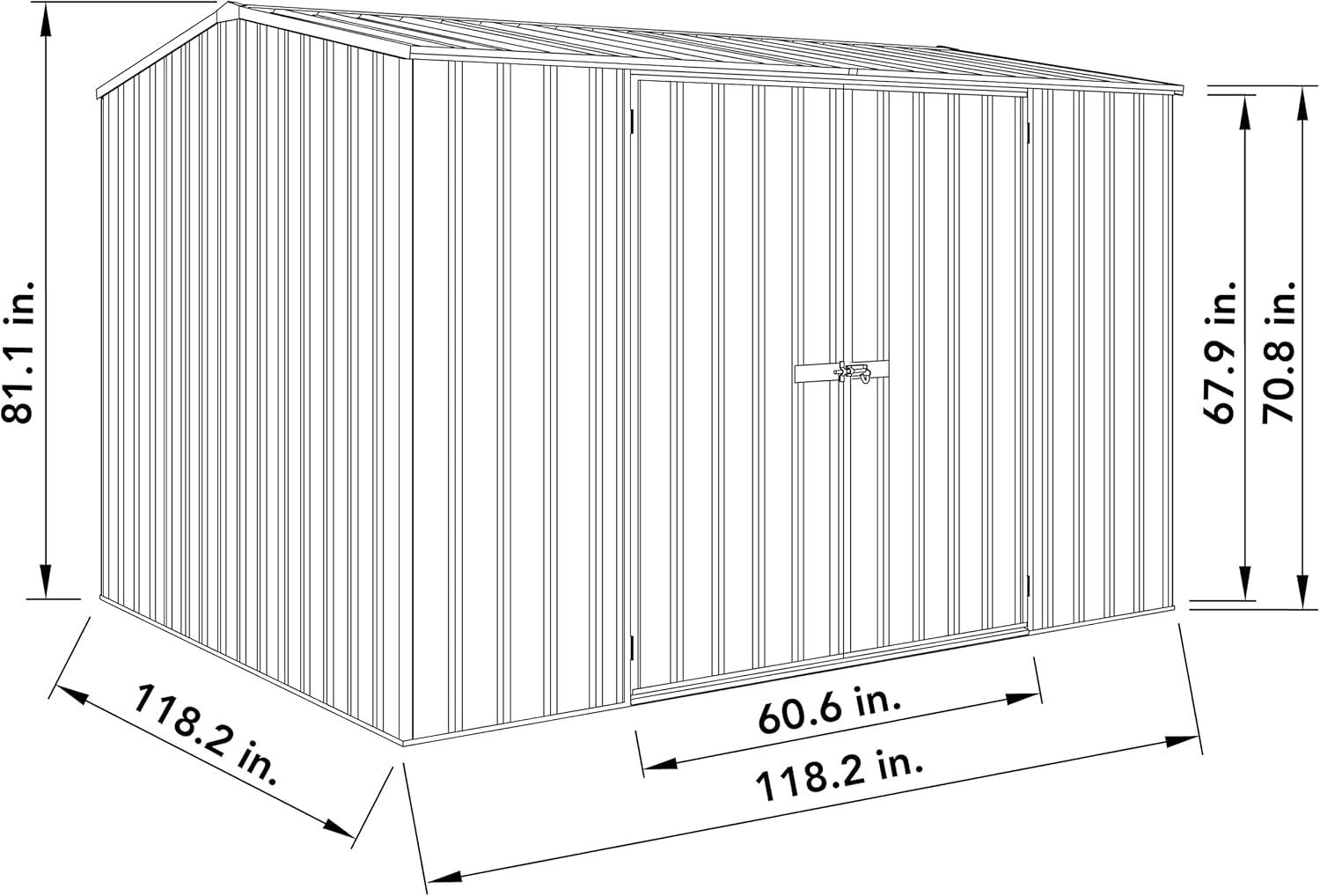 Absco AB1005 10 x 10 ft. Premier Metal Storage Shed - Monument Gray