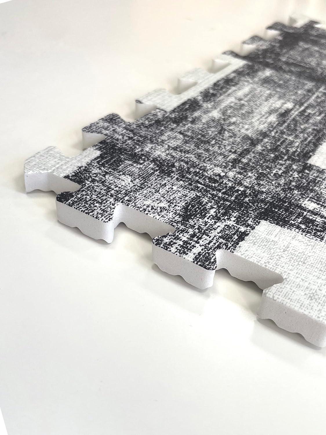 FloorPops! 34.2" x 34.2" Black EVA Foam Interlocking Floor Mats Non-toxic, Water Resistant 22 Piece