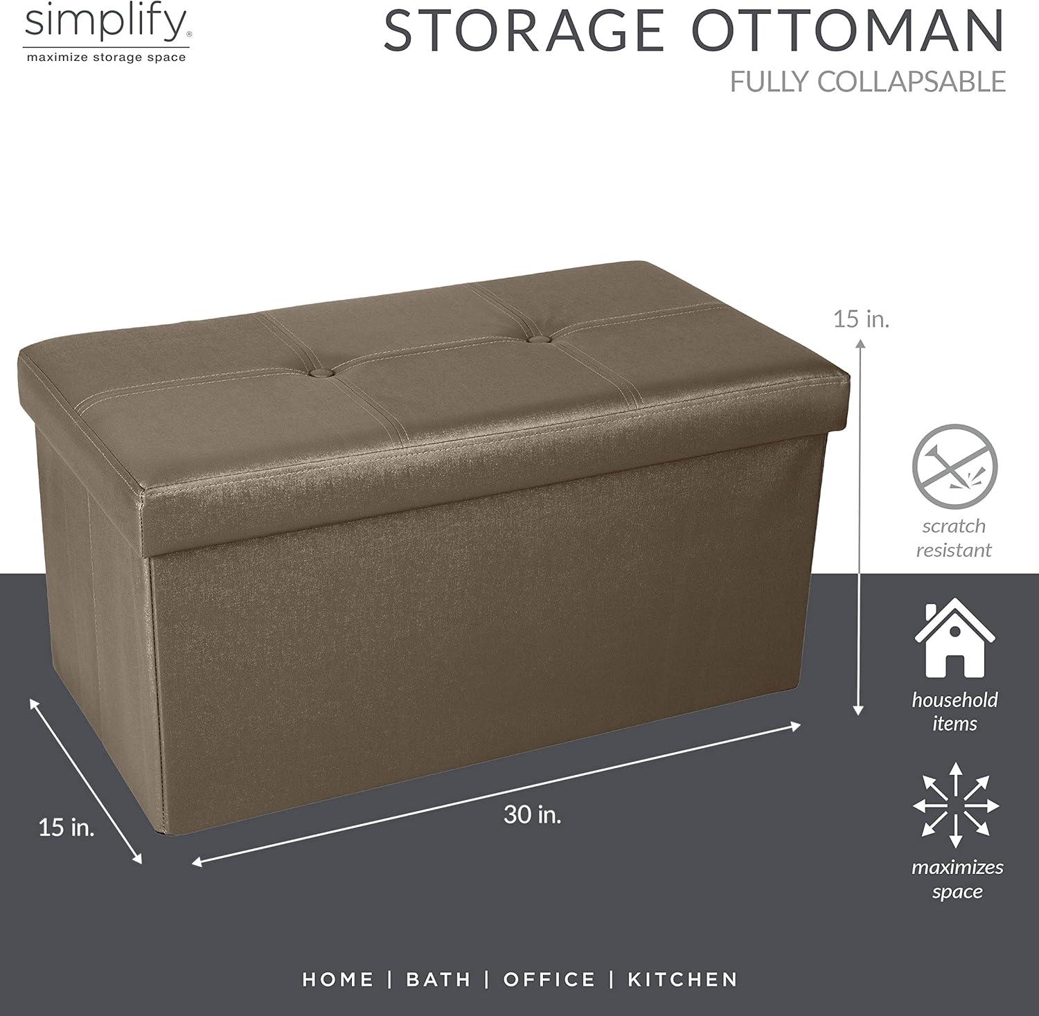 Simplify Luxora Faux Leather Ottoman