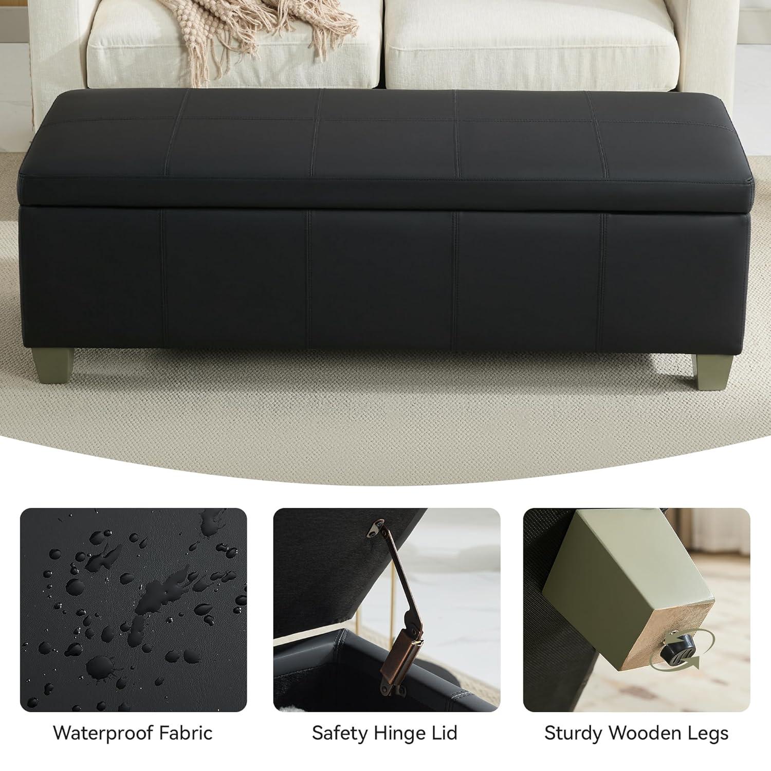 Ebern Designs Faux Leather Upholstered Storage Bench | Wayfair
