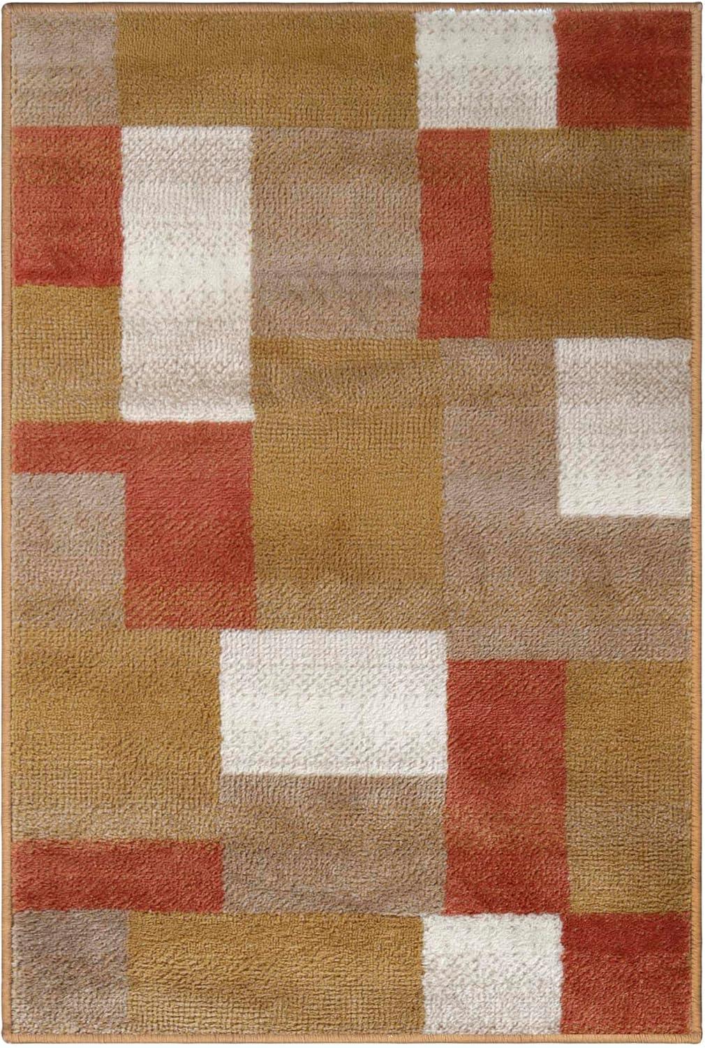 Superior Color Block Area Rug 5' x 8', Ginger
