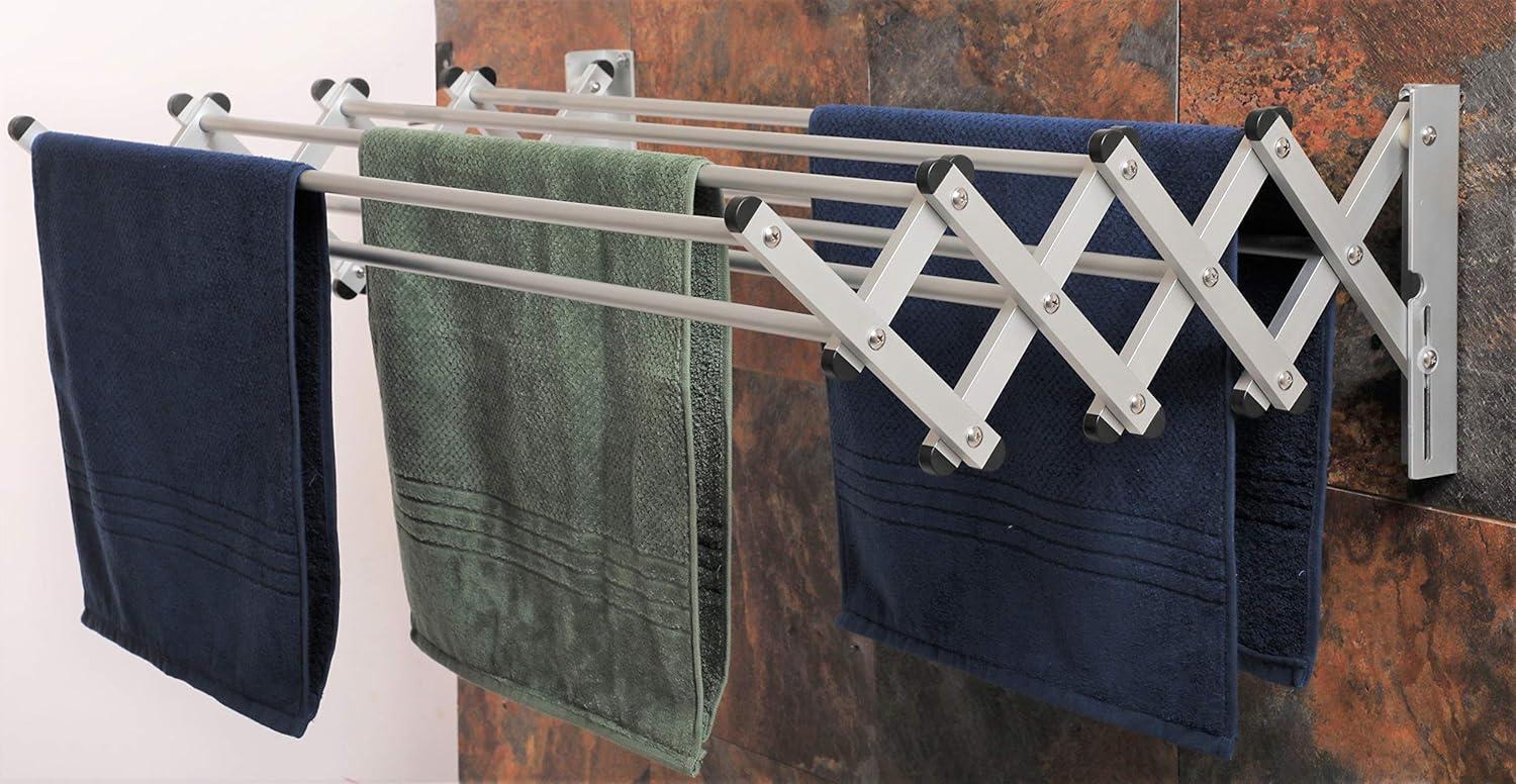 AERO W Racks Aluminum Wall Mounted Collapsible Laundry Clothes Drying Rack (60lb Capacity, 22.5 Linear FT, Aluminum Gray)