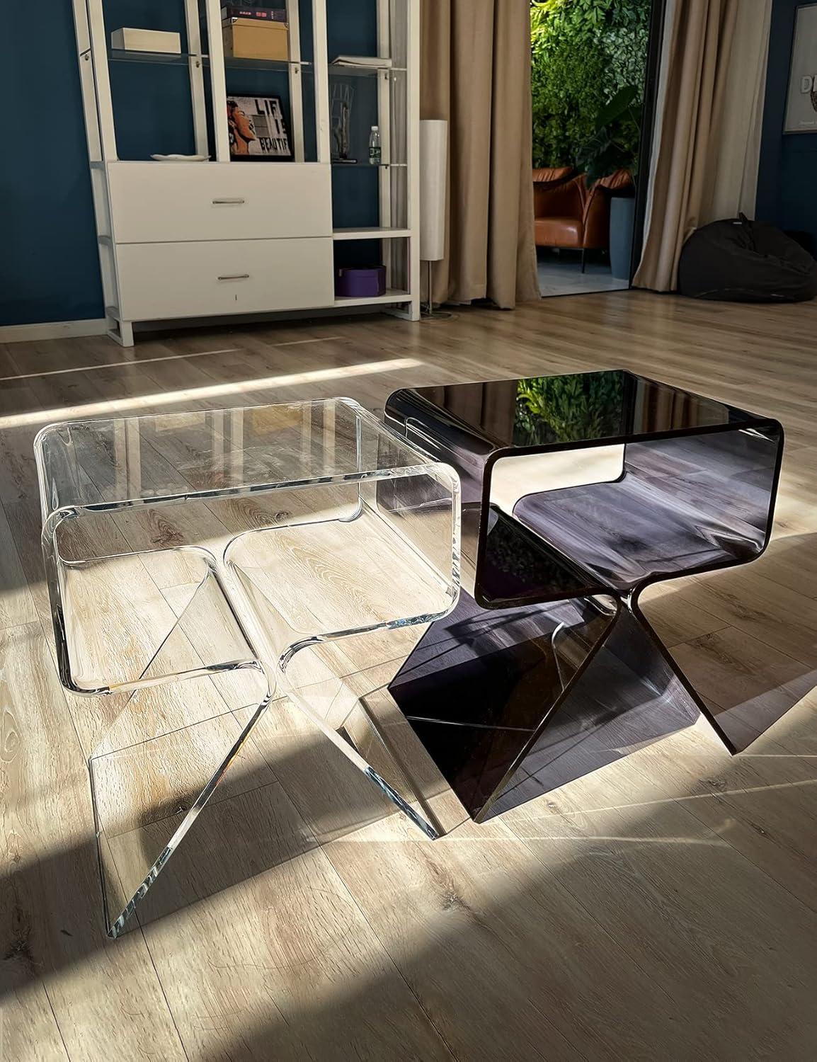 Clear Acrylic Modern Minimalist Nightstand Side Table