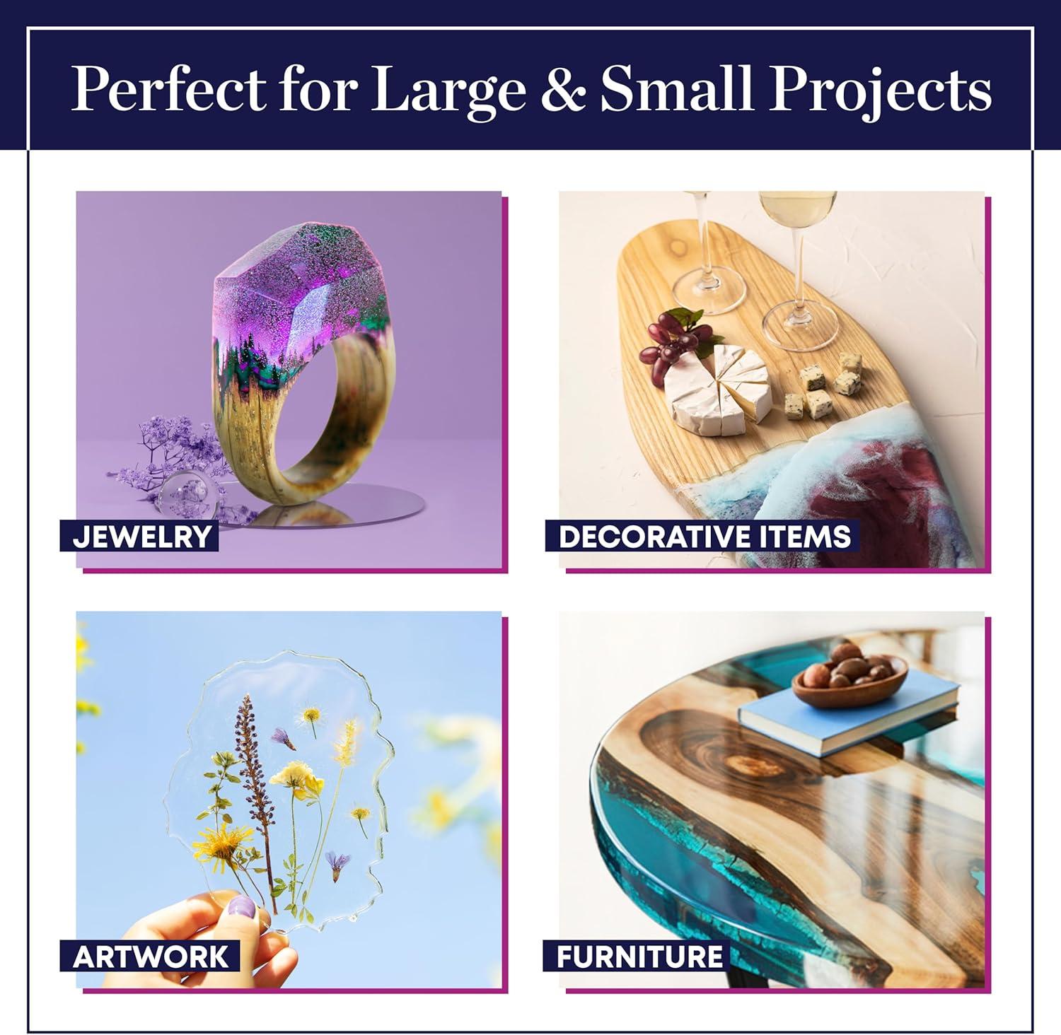 INCLY 1 Gallon Crystal Clear Epoxy Resin Kit, Bubbles Free Epoxy Resin Supplies, Casting & Coating Resin Epoxy for Craft Tabletop, Art Painting, Molds, with 24 Mica Powder, Large Silicone Cup & Stick