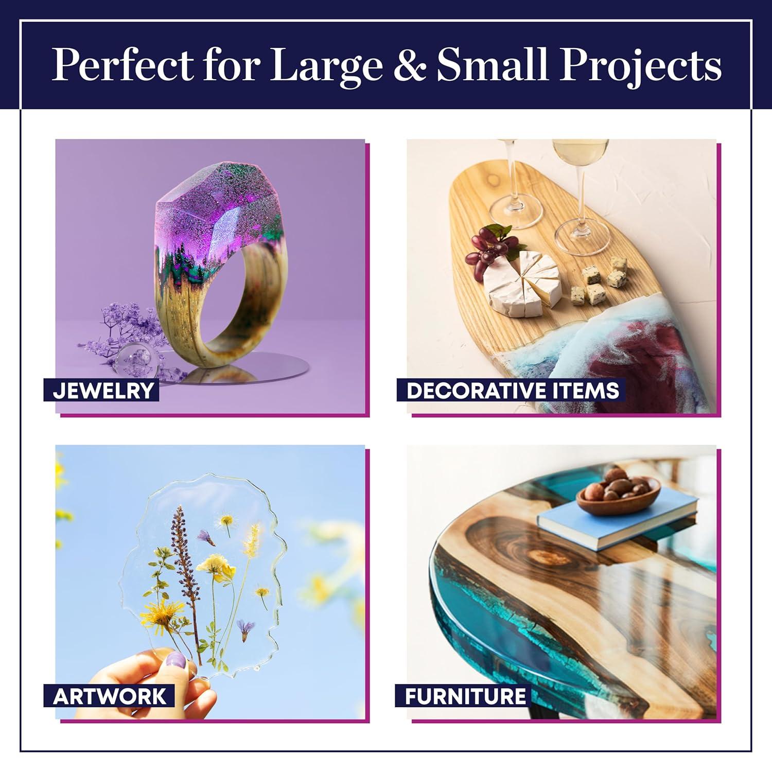 INCLY 1 Gallon Crystal Clear Epoxy Resin Kit, Bubbles Free Epoxy Resin Supplies, Casting & Coating Resin Epoxy for Craft Tabletop, Art Painting, Molds, with 24 Mica Powder, Large Silicone Cup & Stick