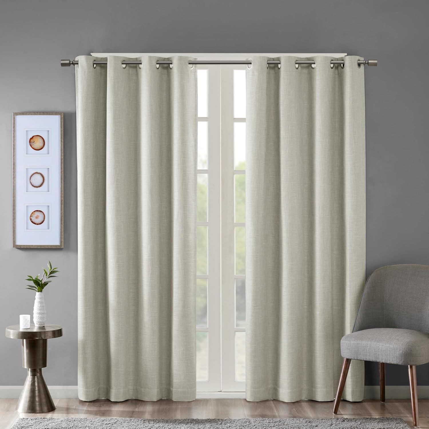 Madison Park Maya Printed Heathered Blackout Grommet Top Single Curtain Panel