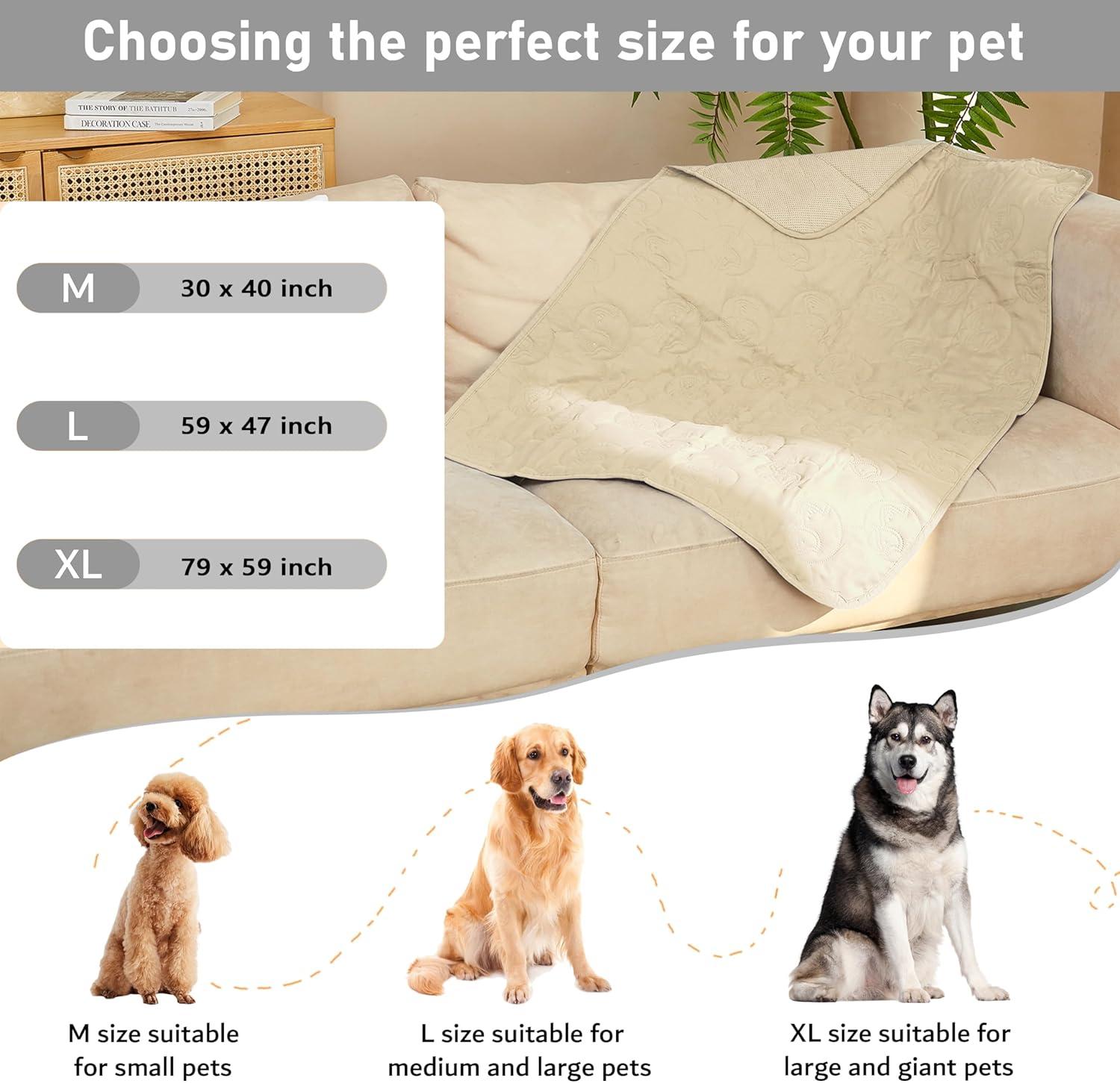 Waterproof Dog Blanket for Couch Bed, Washable Non-slip Bed Sofa Furniture Protector Mat for Dogs Cats, Kritter Planet