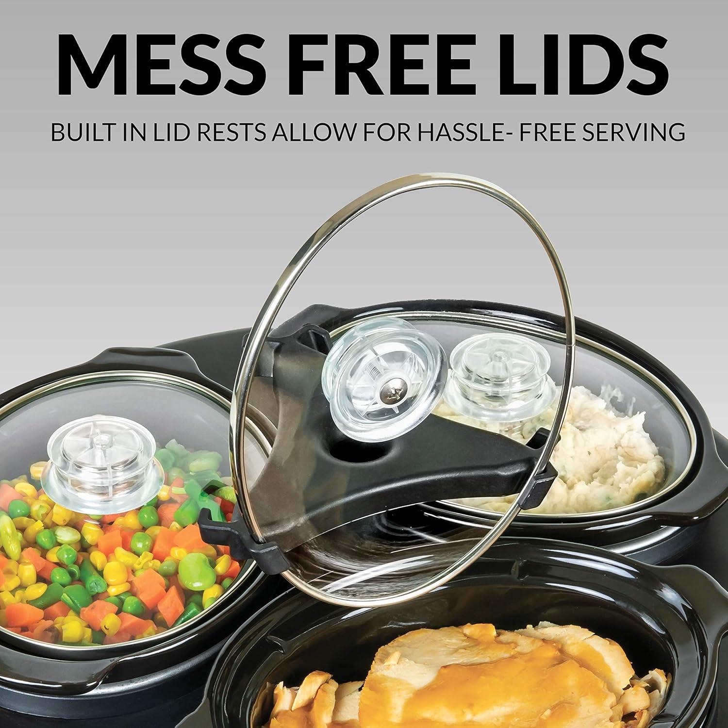 Mega Chef Triple Round Oval 1.5 Quart Stainless Steel Cooker Buffet