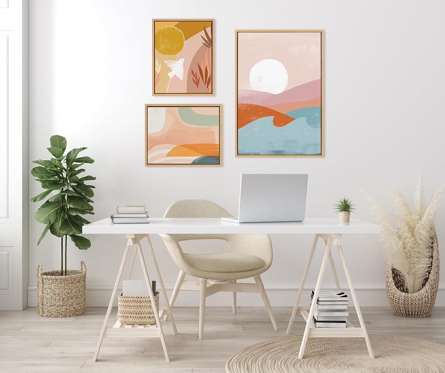 Laurel All Things Decor (Set of 3) Sylvie Endless Summer Sunrise Marrakesh Framed Canvas Wall Art Set by Kate Aurelia Holloway