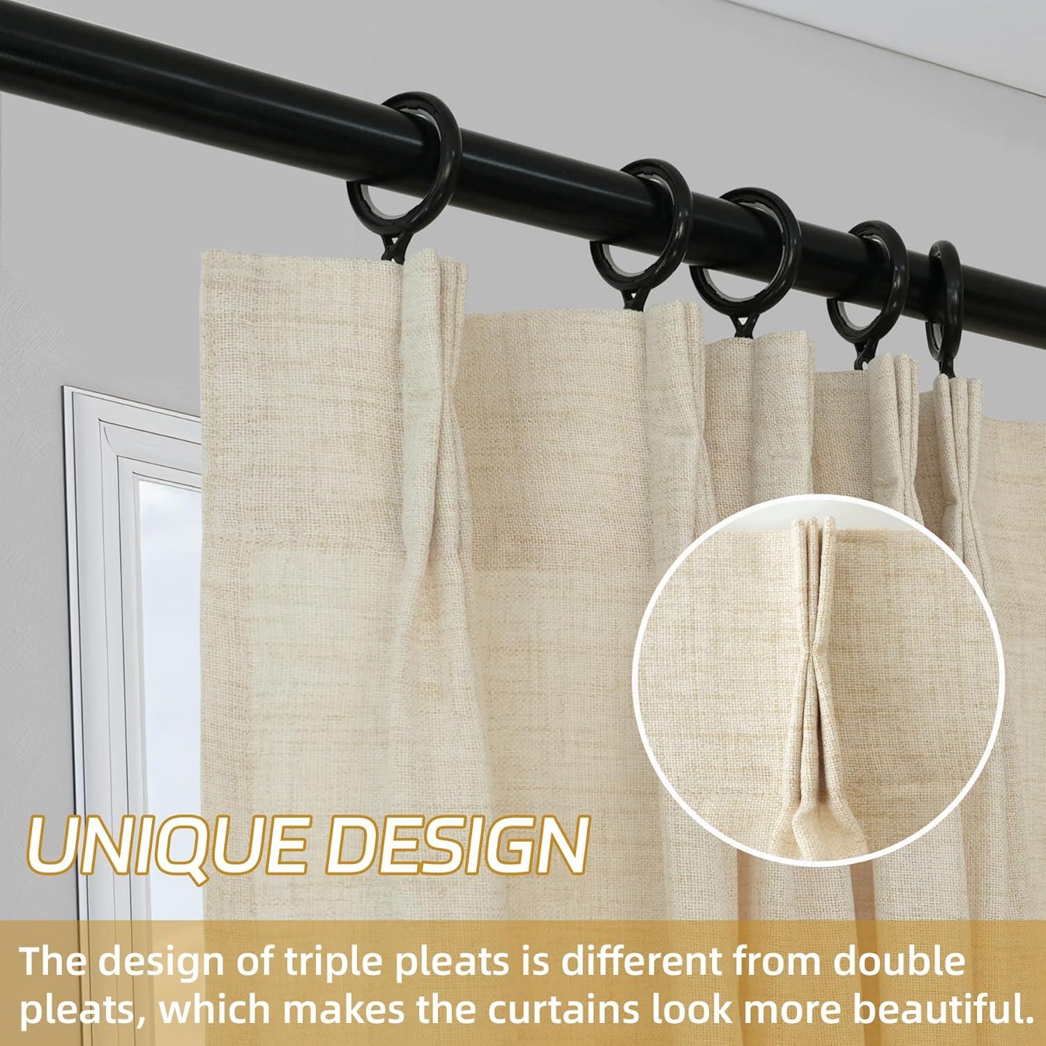 DriftAway Pinch Pleat Valance Kitchen Curtains Linen Textured Short Curtains for Small Window Bathroom 2 Panels Cafe Curtains Back Tabs Farmhouse Rustic Curtain 30 x 24 Inches Light Linen