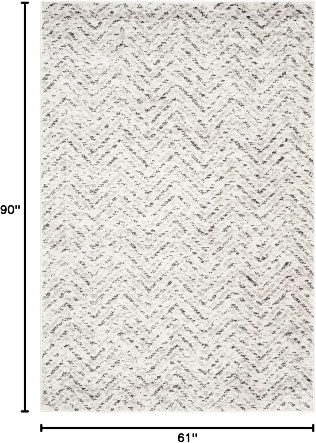 Adirondack ADR104 Power Loomed Area Rug - Ivory/Charcoal - 5'1"x7'6" - Safavieh.