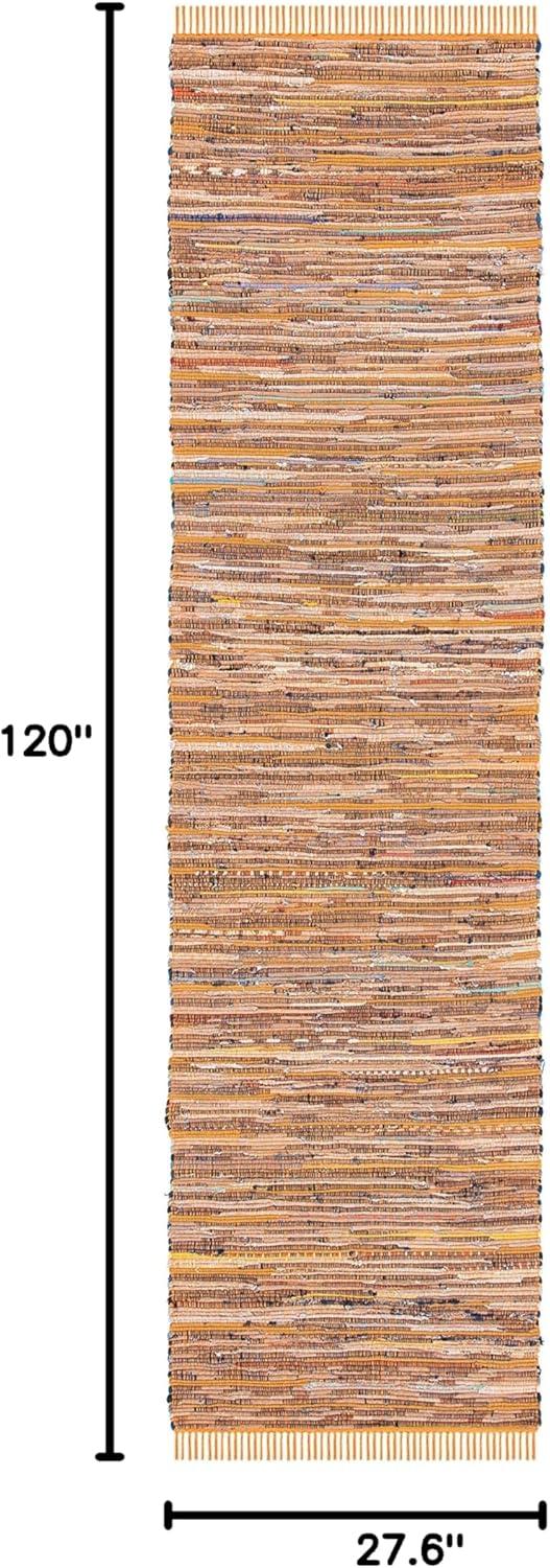 Rag Rug RAR127 Hand Woven Indoor Runner Rug - 2'3"x10' - Gold/Multi - Safavieh