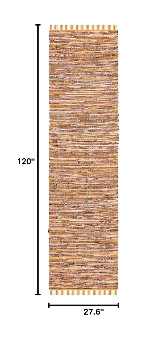 Rag Rug RAR127 Hand Woven Indoor Runner Rug - 2'3"x10' - Gold/Multi - Safavieh