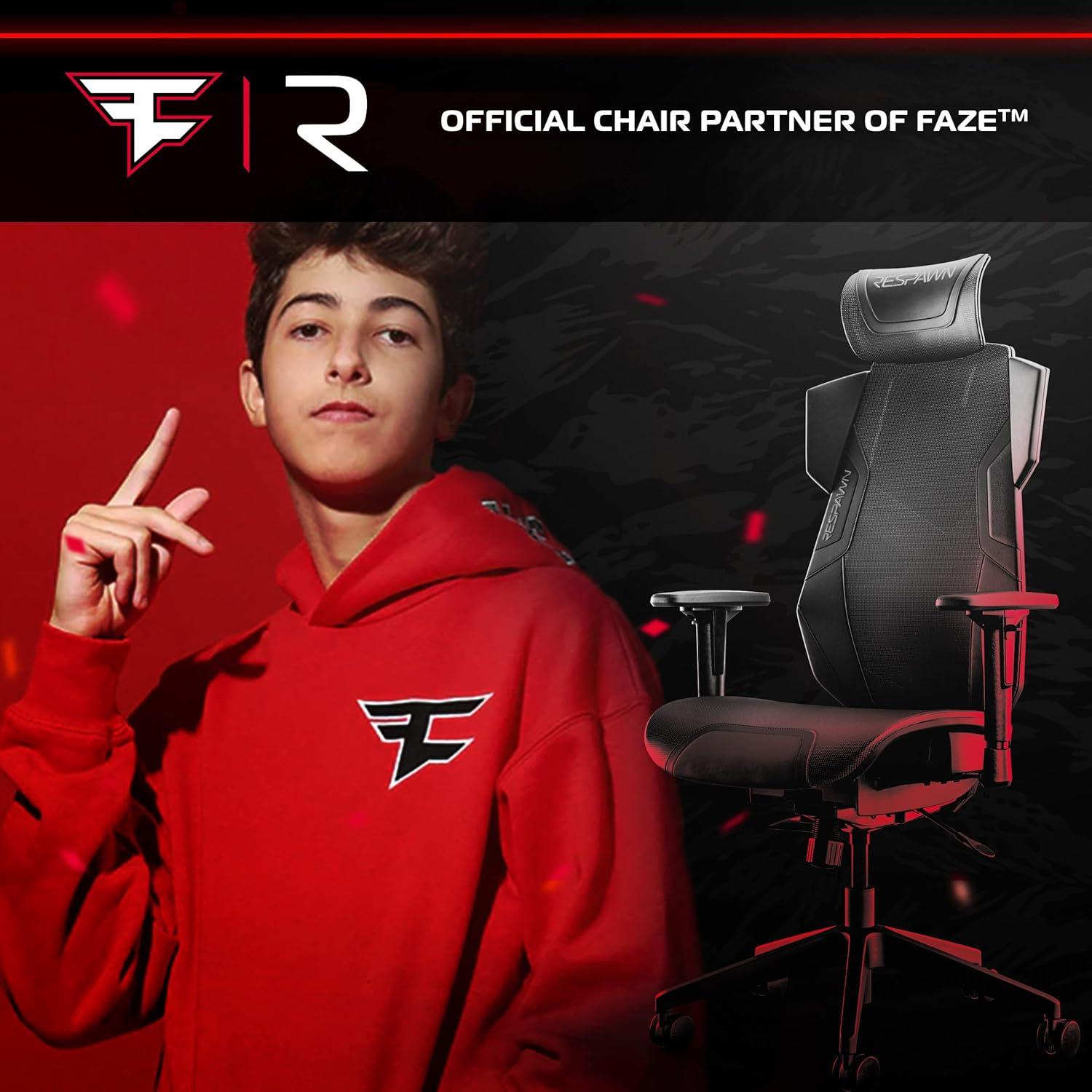 Respawn RESPAWN FLEXX Mesh Gaming Chair With Lumbar Support, Ergonomic Gaming Chair with Recline/Tilt Tension Controls, Adjustable Arms, 300lb Max Weight With Wheels for Computer/Desk/Office