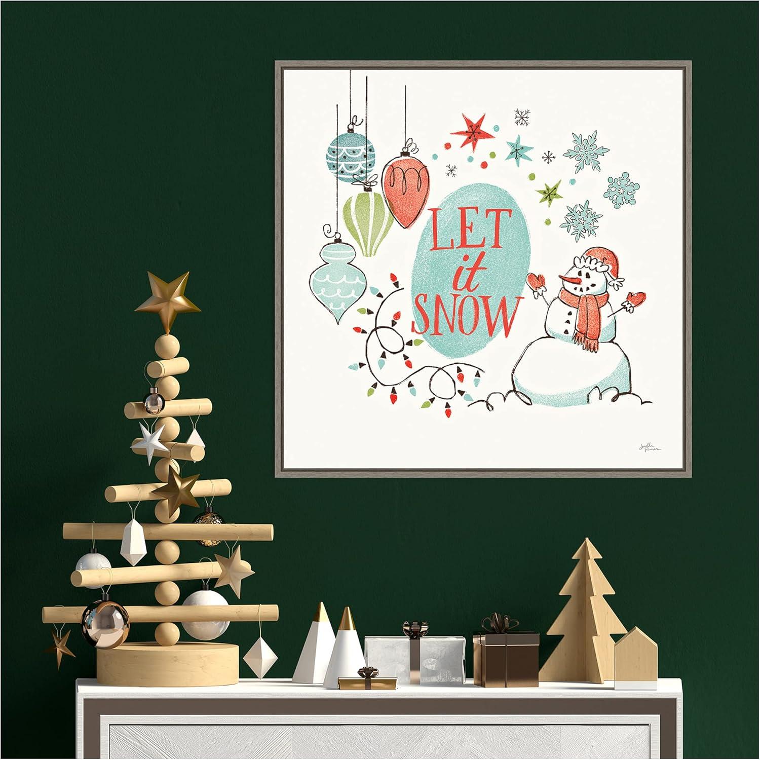 Amanti Art Retro Christmas V Framed Canvas Wall Art Print