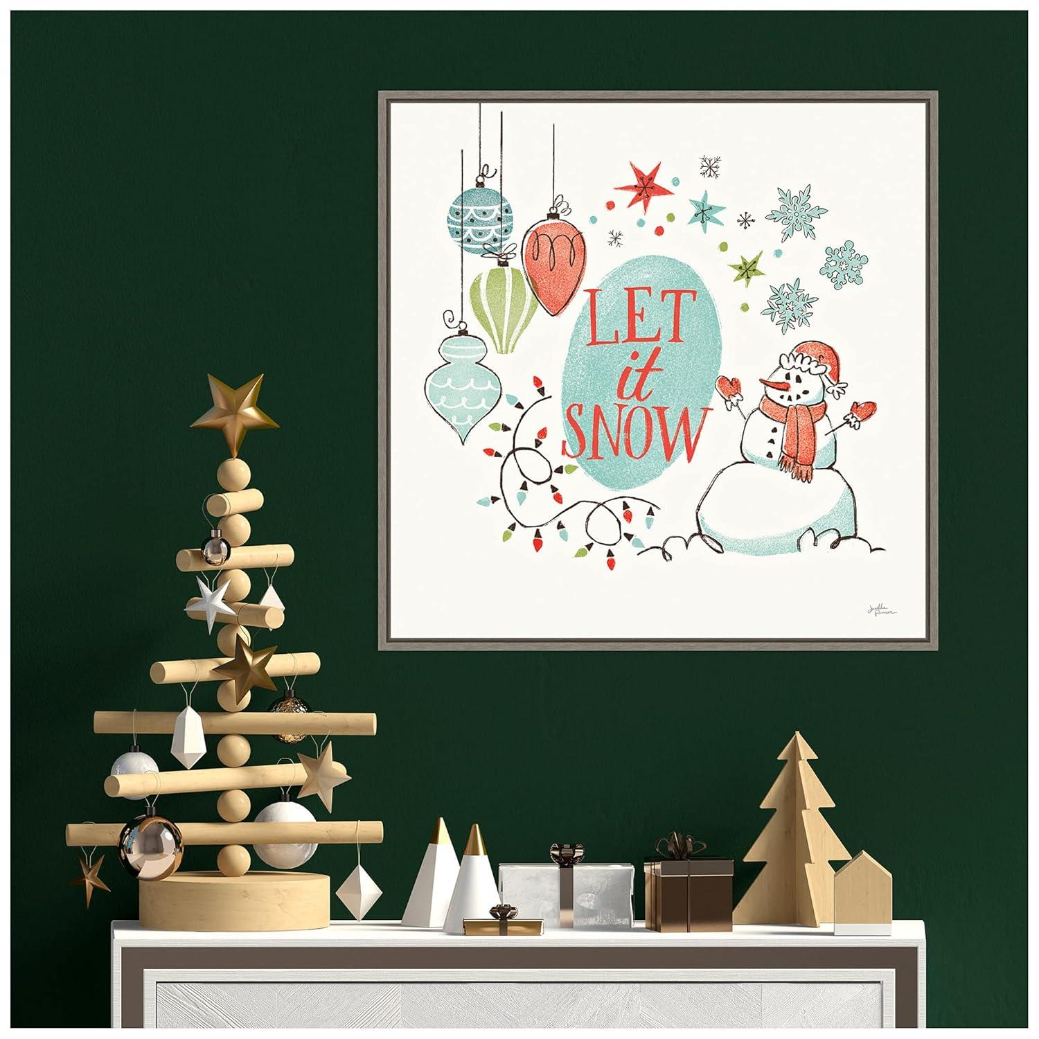 Amanti Art Retro Christmas V Framed Canvas Wall Art Print