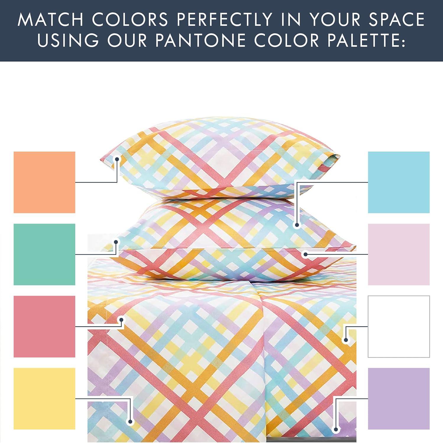 WTPDR Queen Bed Sheet Set - 4 Piece Premium Sheets and Pillowcases Set, Super Soft Cooling Luxury Bedsheets - Rainbow Gingham