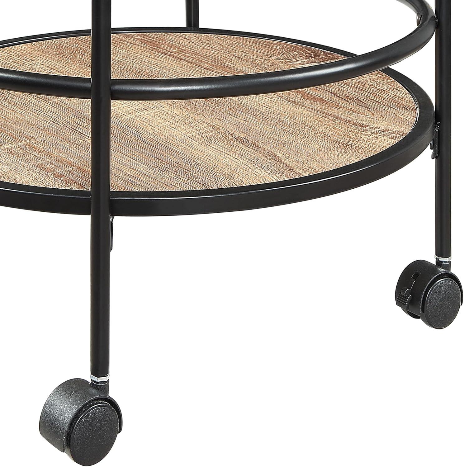 Designs2Go Charlie Serving Bar Cart in Beige Wood with Black Metal Frame