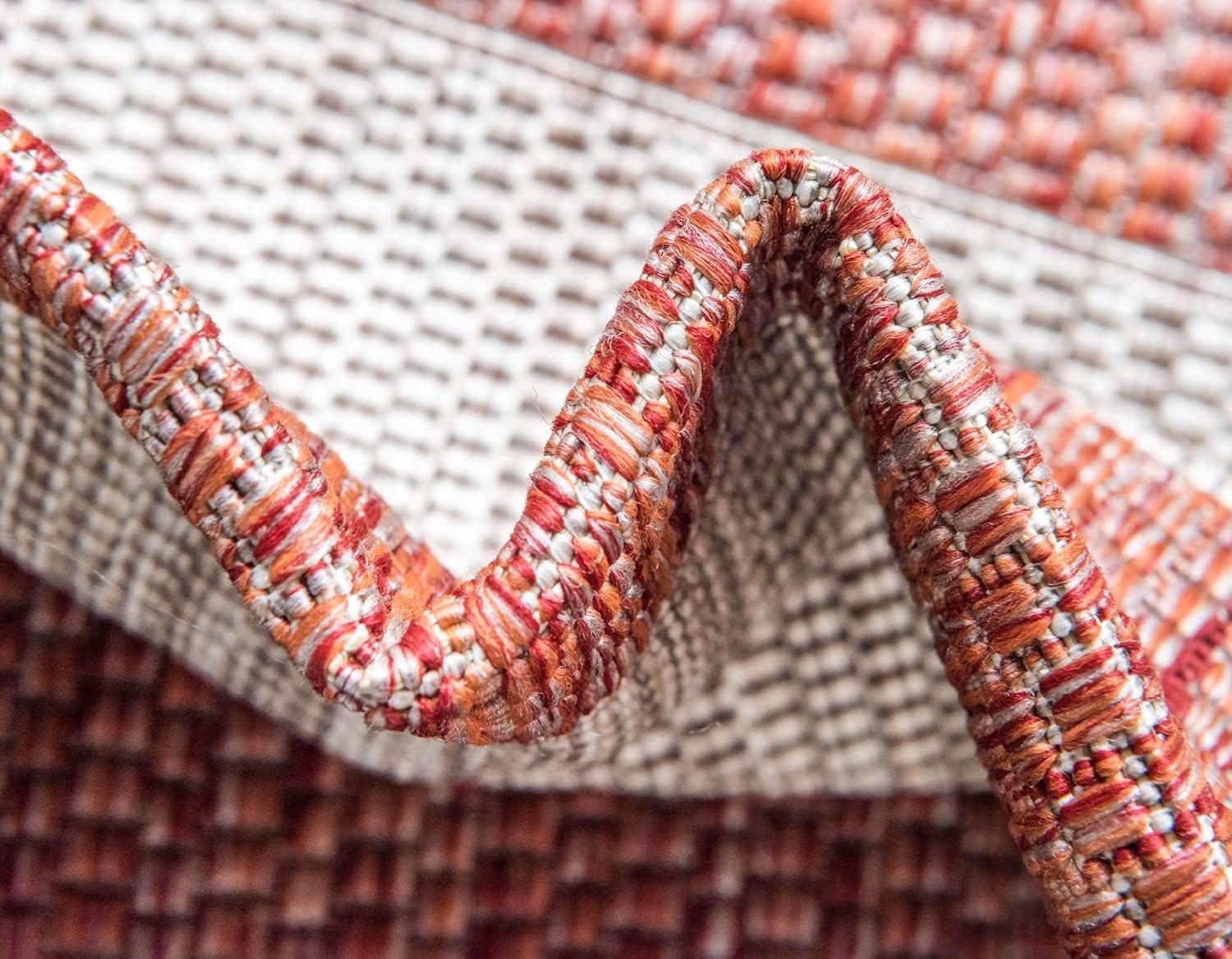Unique Loom 4' 1 x 6' 1 Rectangle Indoor/Outdoor Striped Rust Red Area Rug