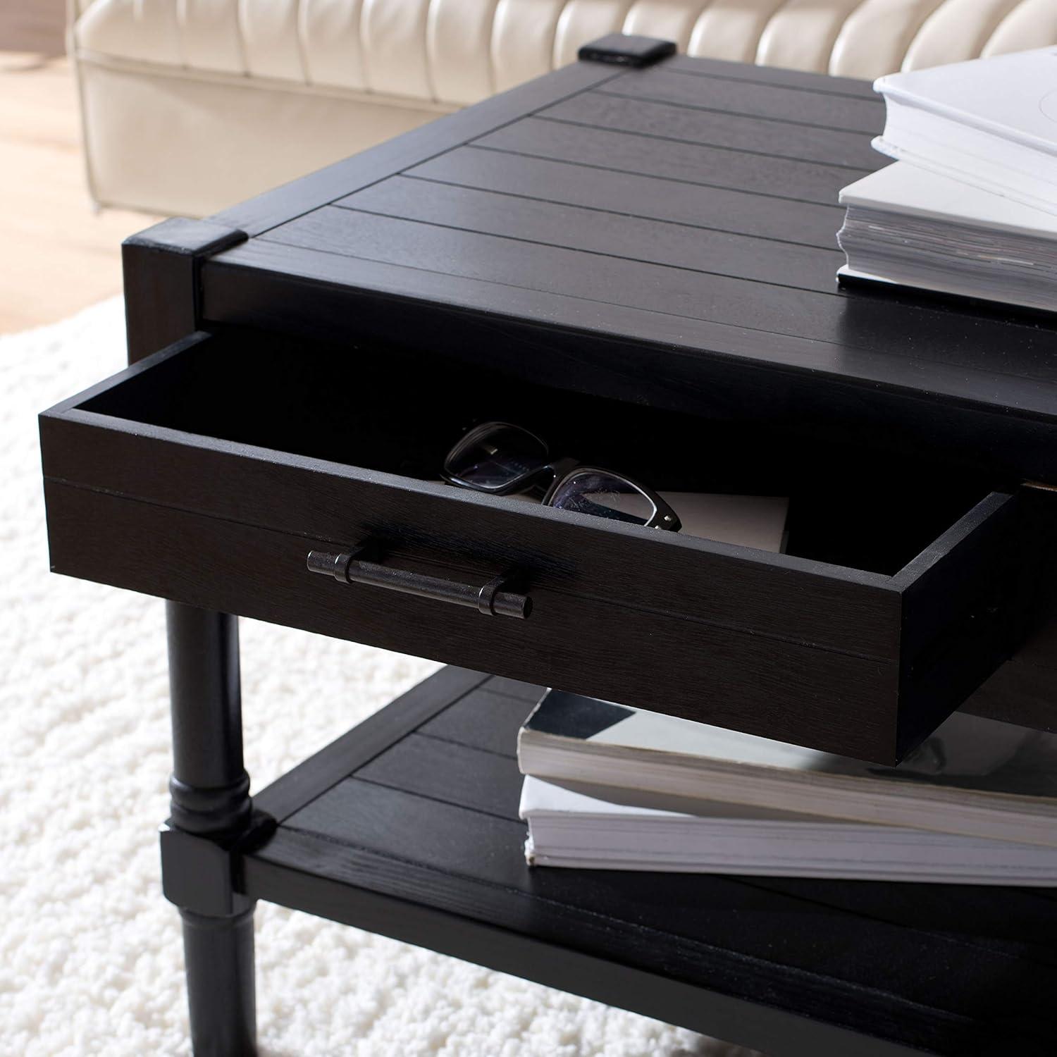 SAFAVIEH Filbert Solid 2 Drawer Coffee Table, Black