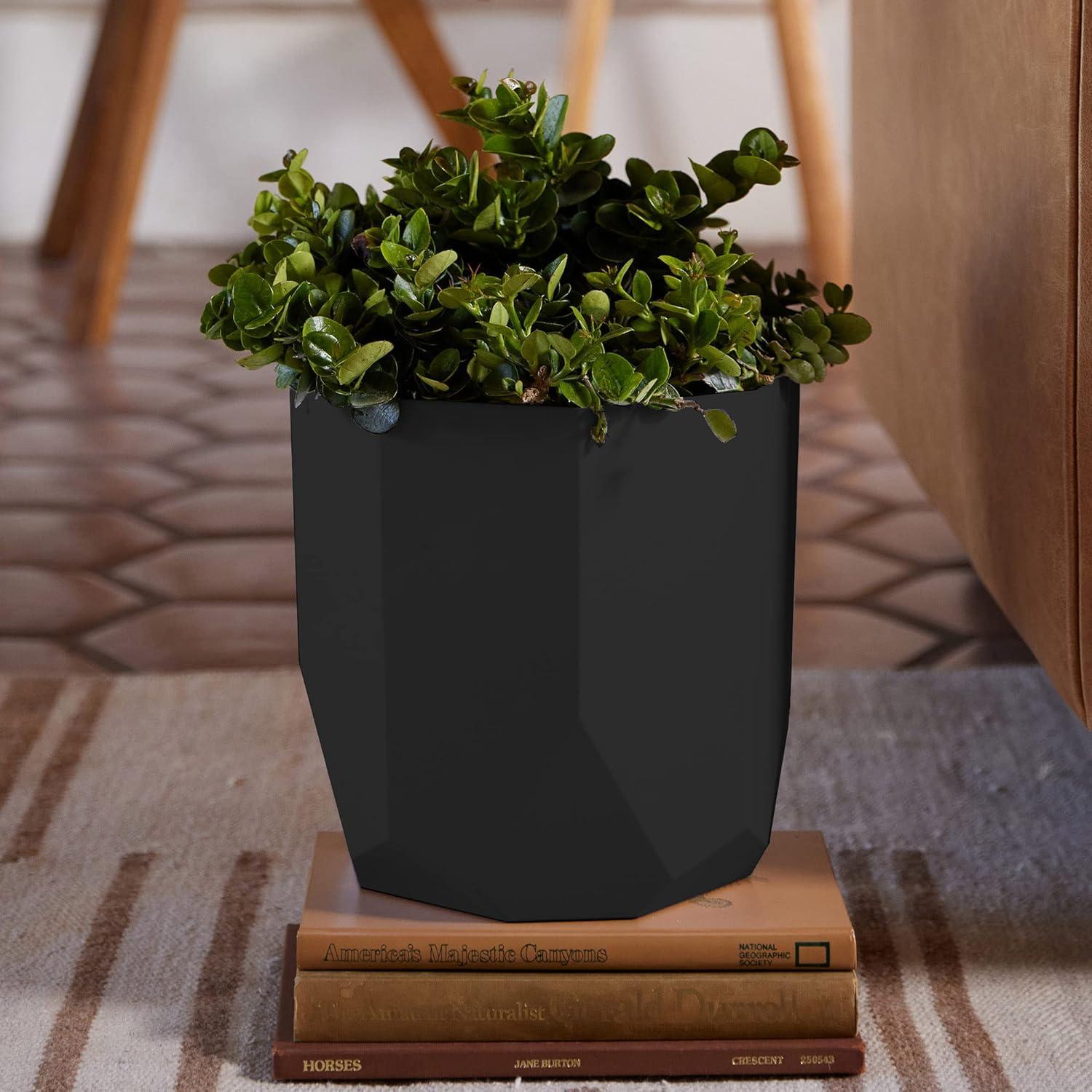 Bloem 10-in Tuxton Geometric Resin Planter - Black