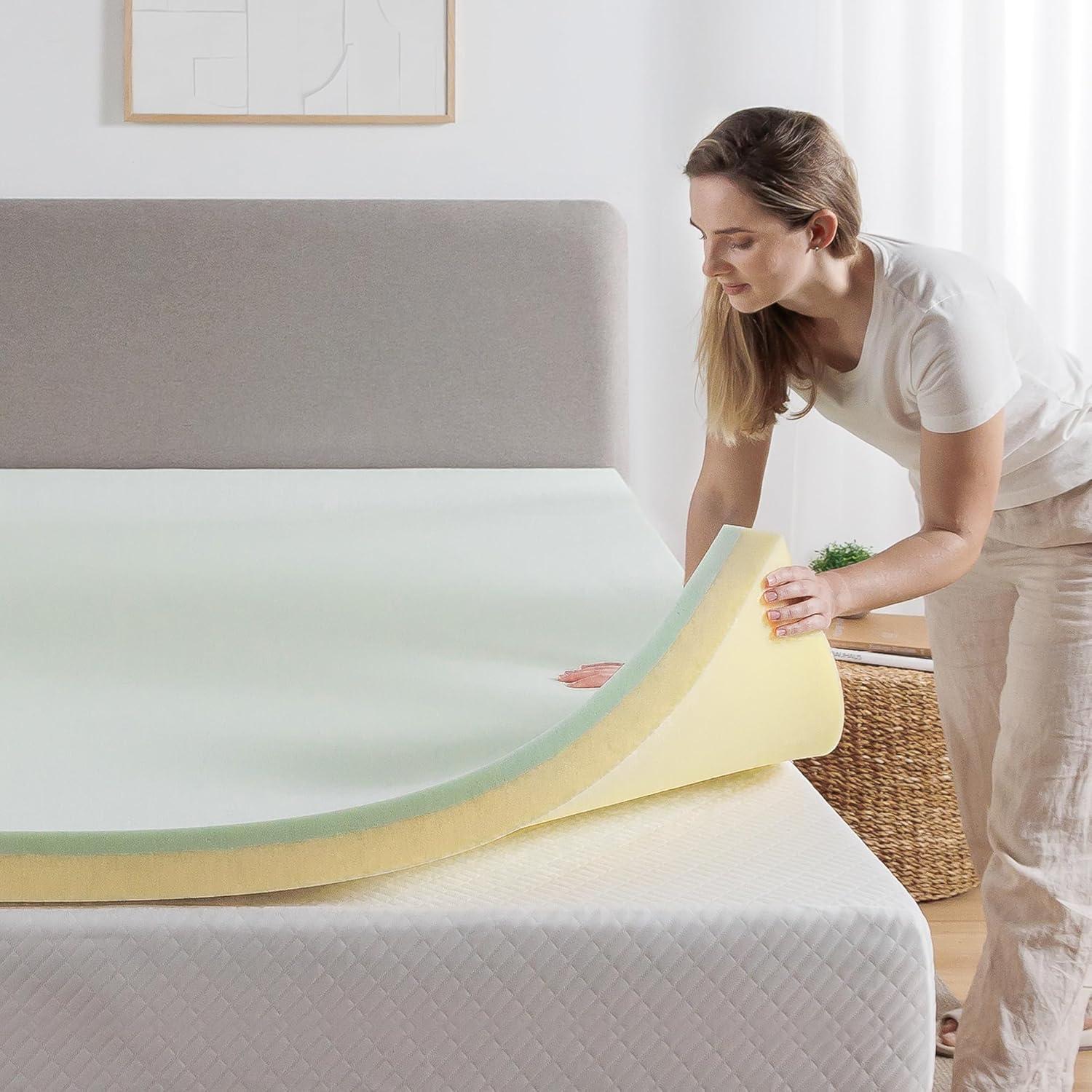 Spa Sensations by Zinus 4" Green Tea TorsoTec® Memory Foam Mattress Topper, Queen