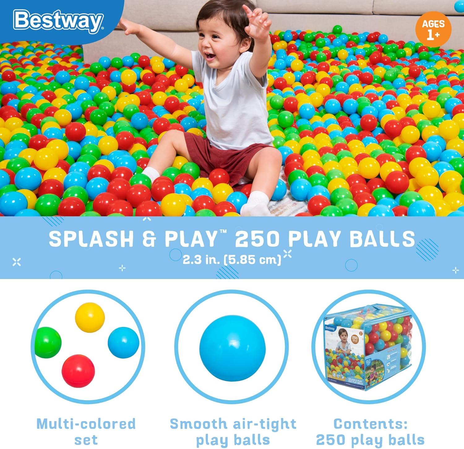 Bestway Splash & Play – 250 Bright Color Toy Balls for Pits, Pools & Games