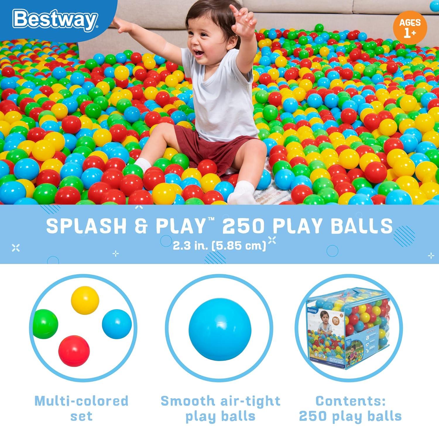 Bestway Splash & Play – 250 Bright Color Toy Balls for Pits, Pools & Games