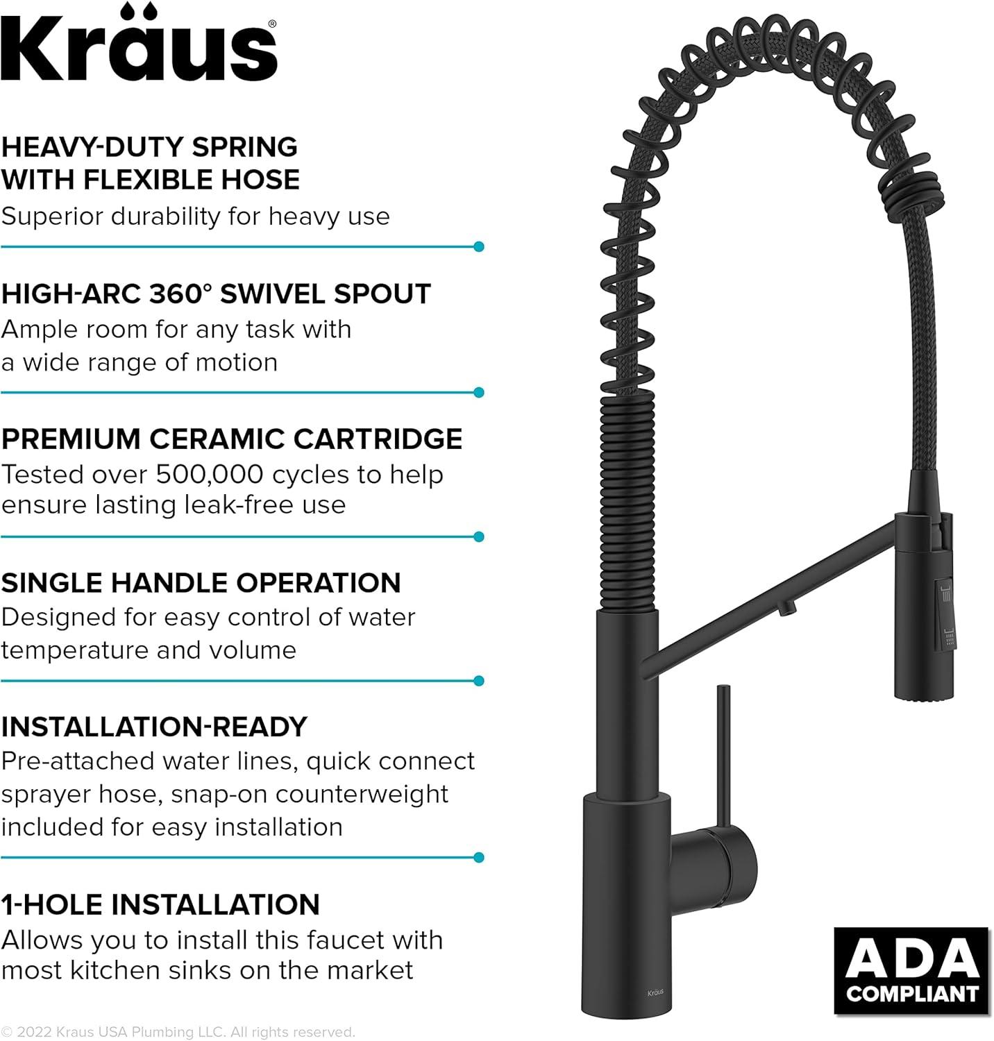 Oletto 2-in-1 Pull-Down Single Handle Kitchen Faucet