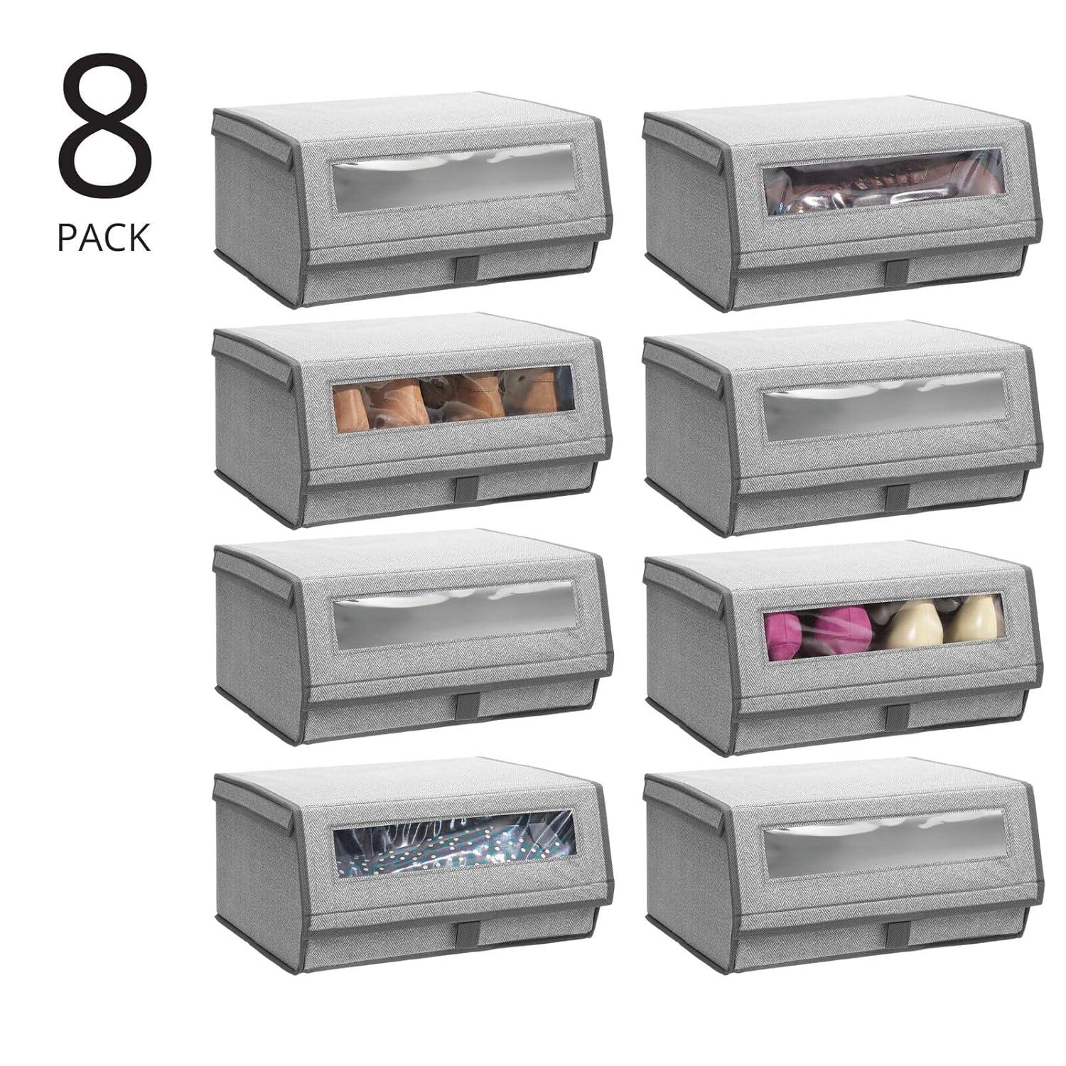 mDesign Large Fabric Closet Shoe Storage Box