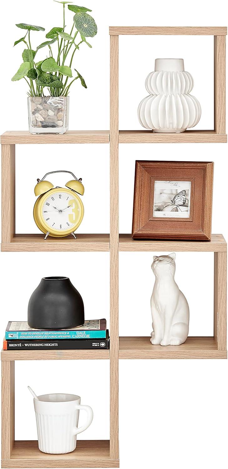 Danya B. 30" x 15.25" Cubby Chessboard Wall Shelf Chestnut - MDF, Contemporary Design, Interlocking