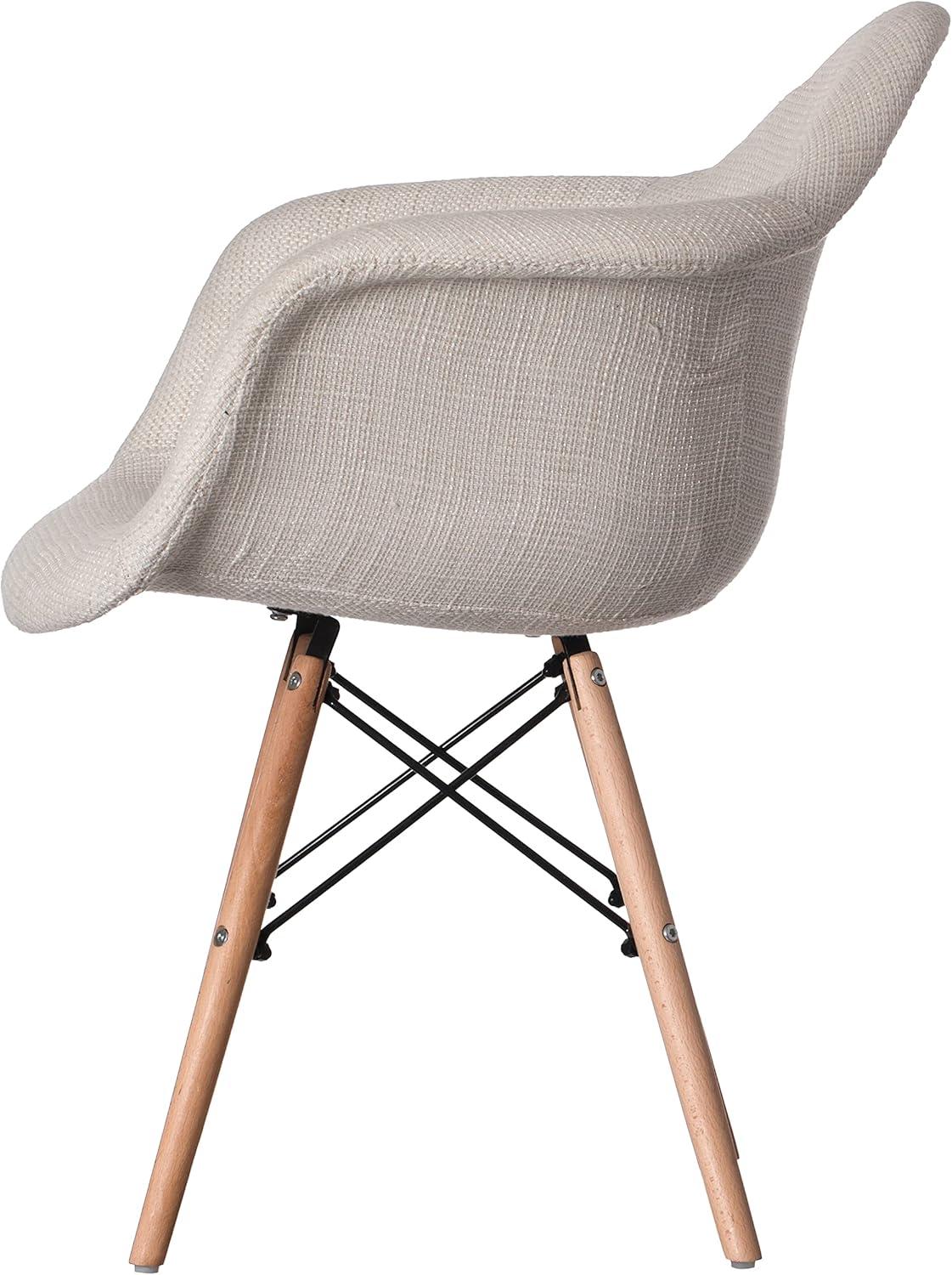 George Oliver Mid-century Modern Style Fabric Lined Armchair With Beech Wooden Legs, Black And White | Wayfair