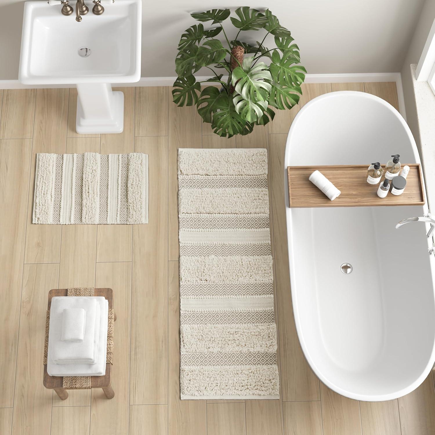 INK+IVY Asher Cotton Blend Bath Rug with Non-Slip Backing
