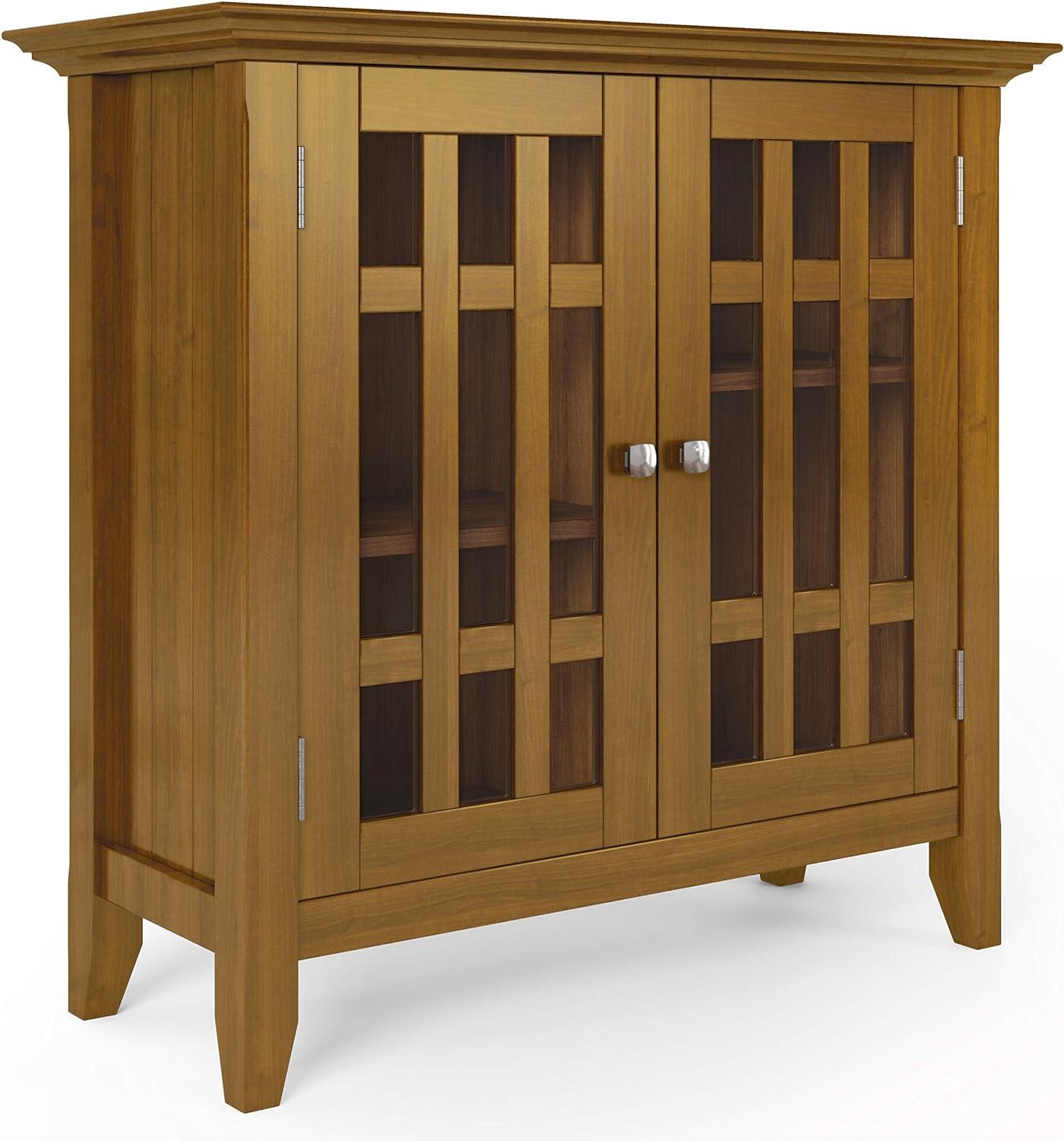 Bedford Light Golden Brown Pine Media Cabinet with Glass Doors