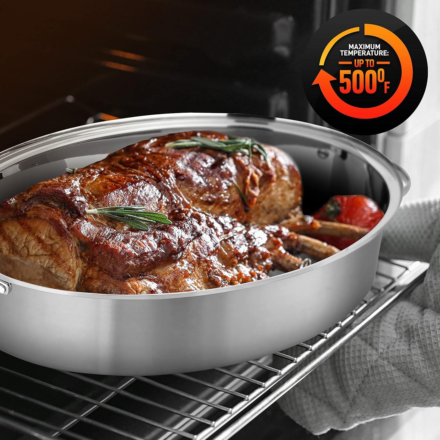 NutriChef Non-Stick Stainless Steel Roasting Pan