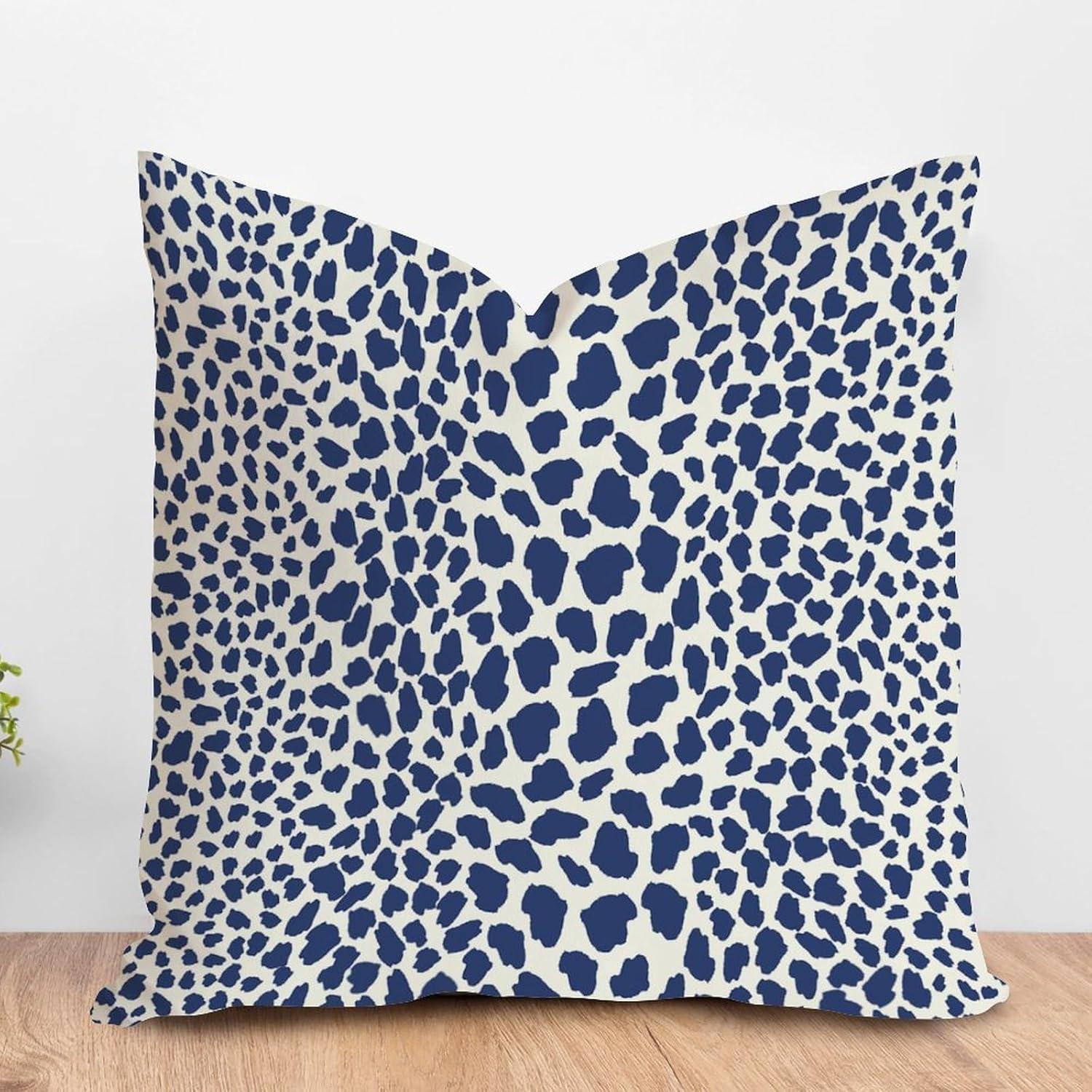 Navy Blue and White Cheetah Print Euro Pillowcase