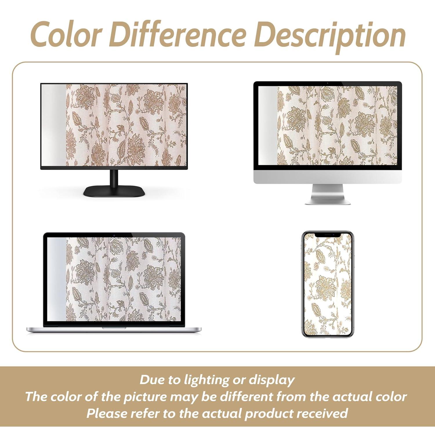 DriftAway Freda Jacobean Floral Linen Blend Blackout Thermal Insulated Energy Saving Privacy Window Curtain Valance Rod Pocket 2 Layers