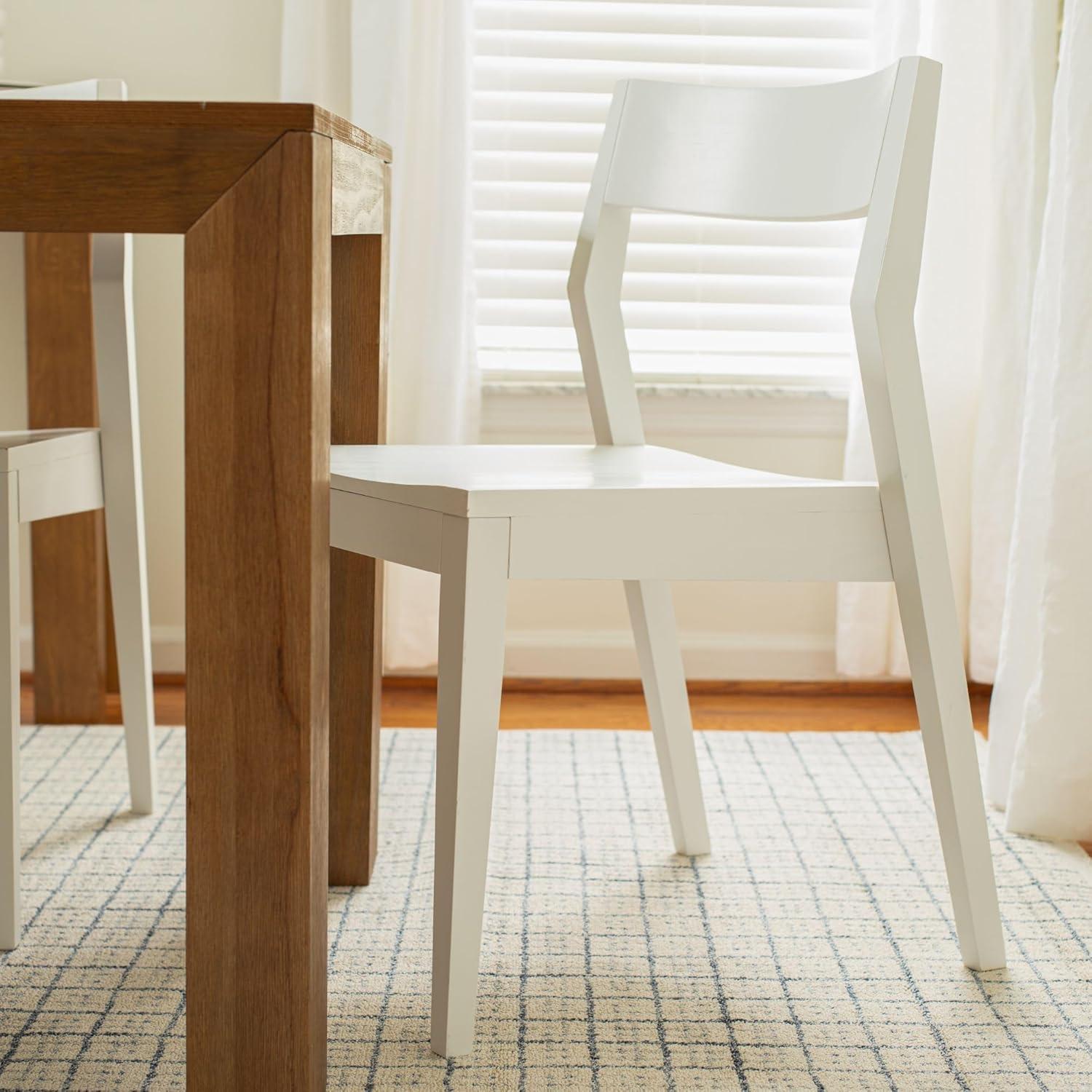 White Solid Wood Modern Side Chair Set of 2