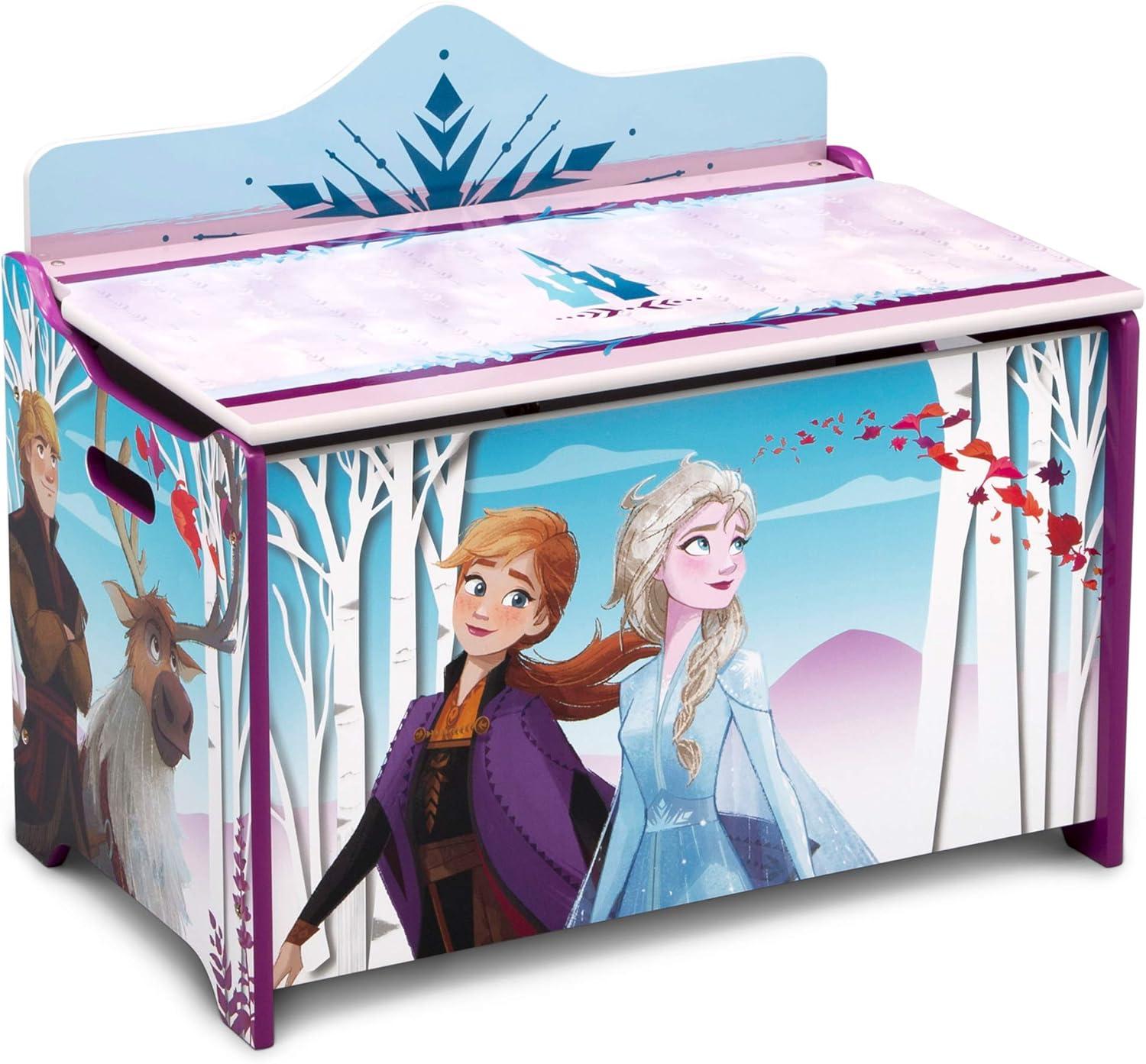 Disney Frozen II Deluxe Wooden Toy Box with Colorful Graphics