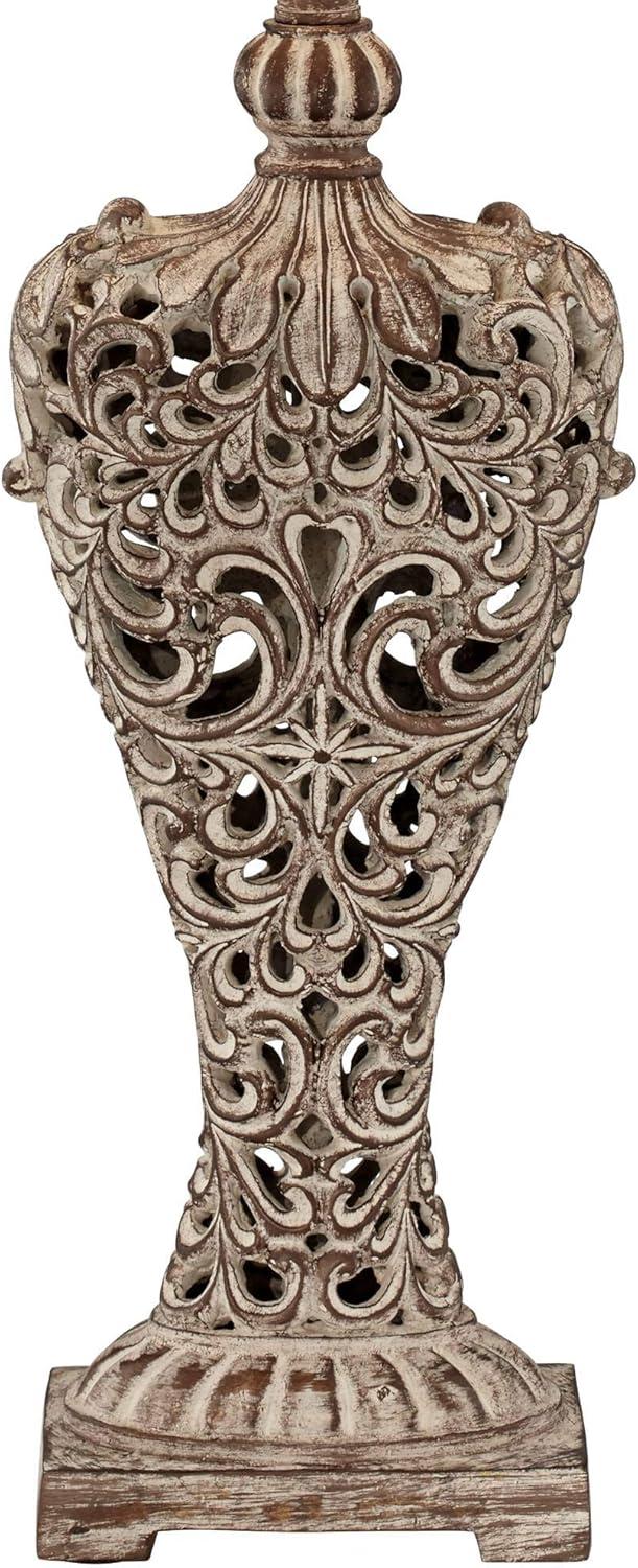 Barnes and Ivy Elle Traditional Table Lamp 33" Tall Antique Gold Florentine Off White Oval Shade for Bedroom Living Room Bedside Nightstand Office