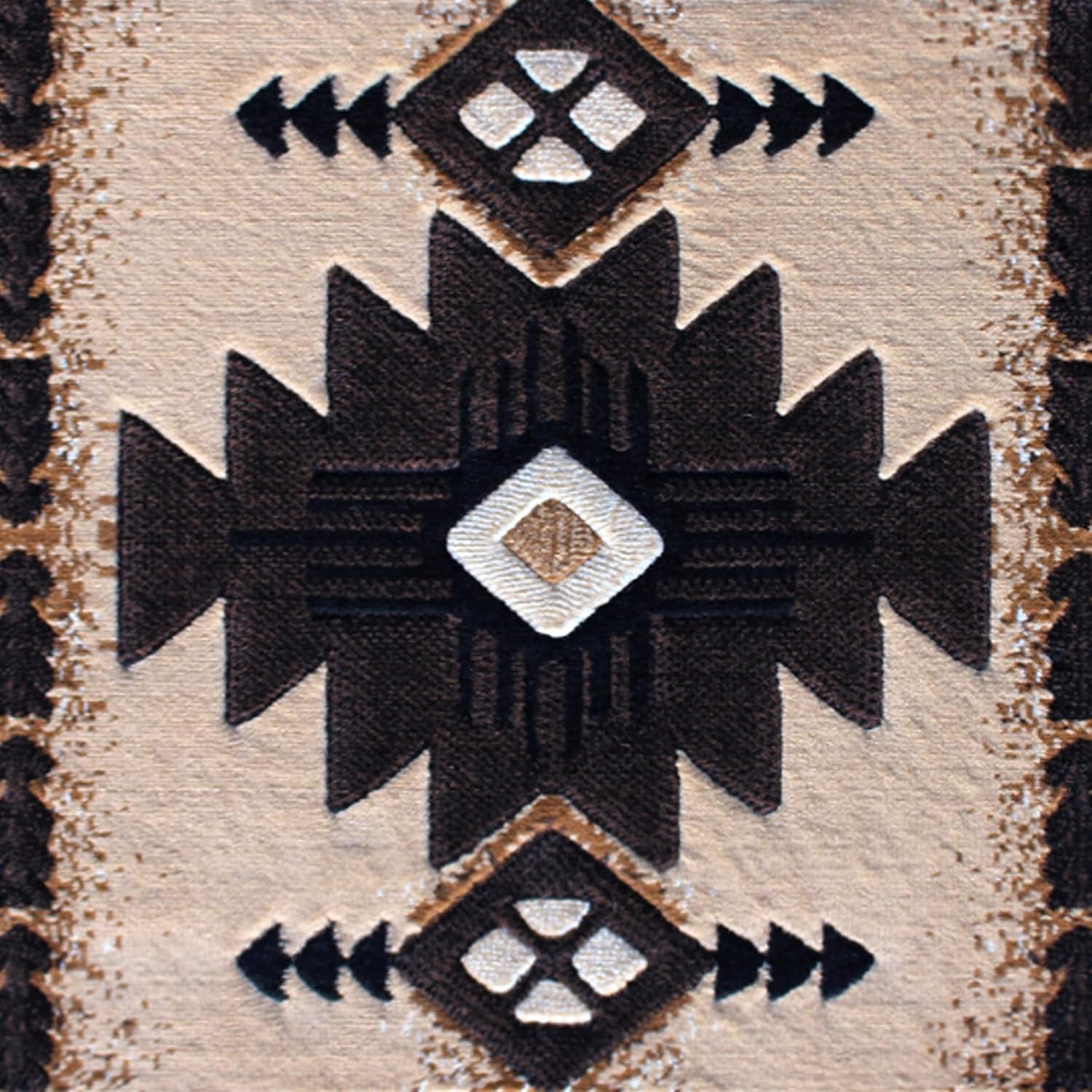 Traditional Southwestern 2' x 3' Brown Oval Area Rug with Geometric Pattern