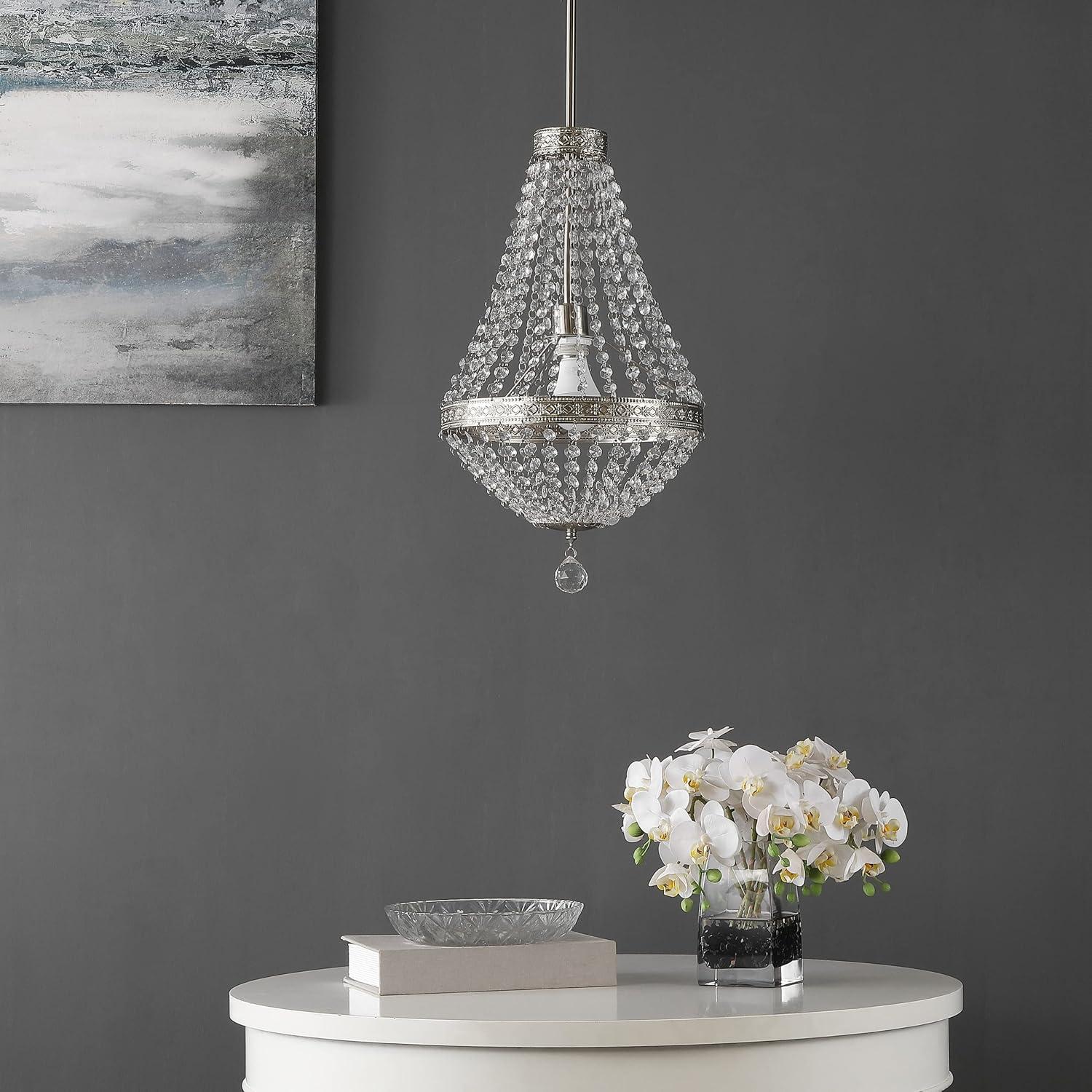 Shirley Grand 1 Light Pendant - Nickel/Clear - Safavieh.