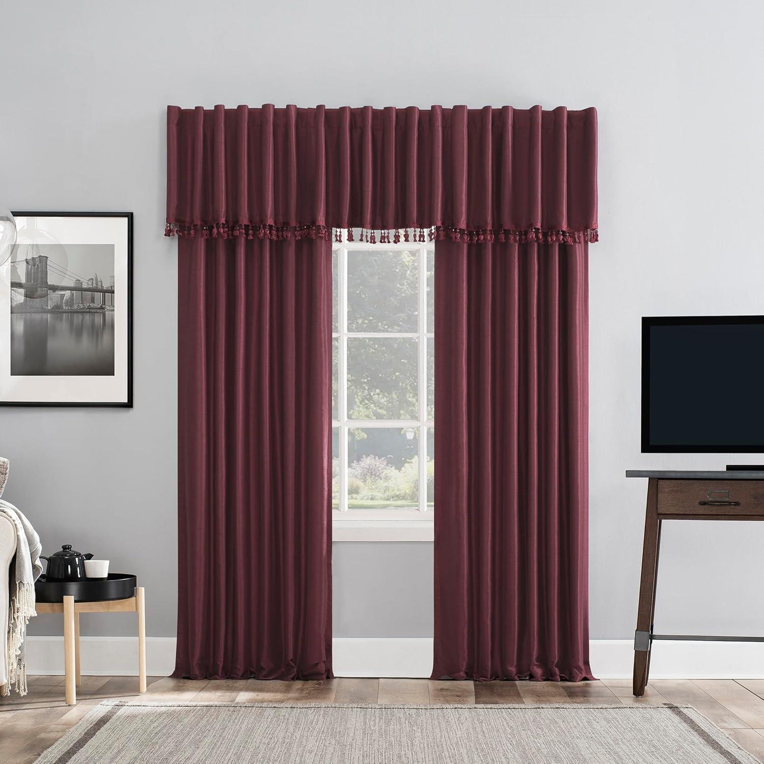 Sun Zero Sun Zero Evelina Faux Dupioni Silk Thermal Extreme 100% Blackout Back Tab Window Valance