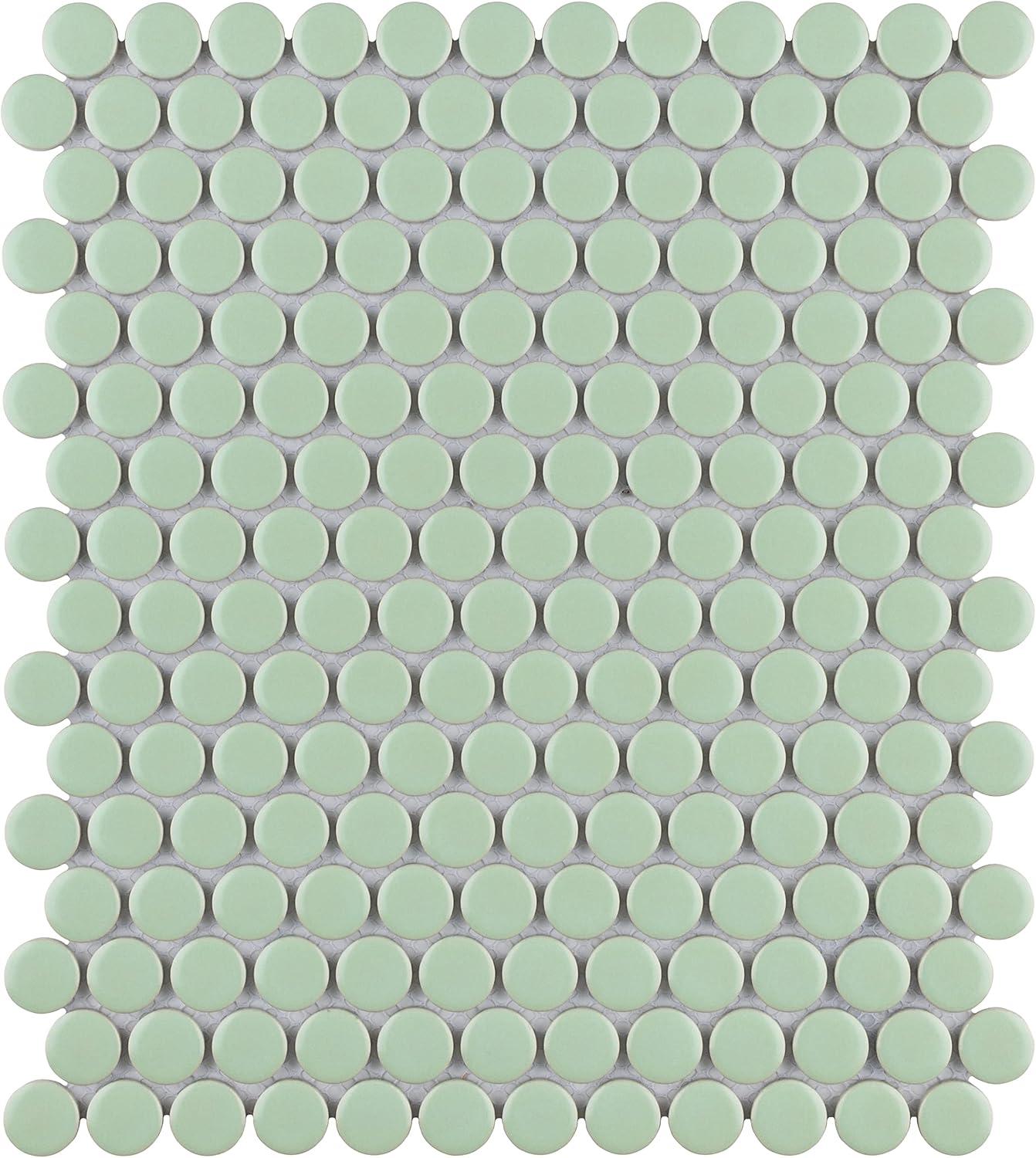 Metro Penny Matte Light Green Porcelain Mosaic Tile