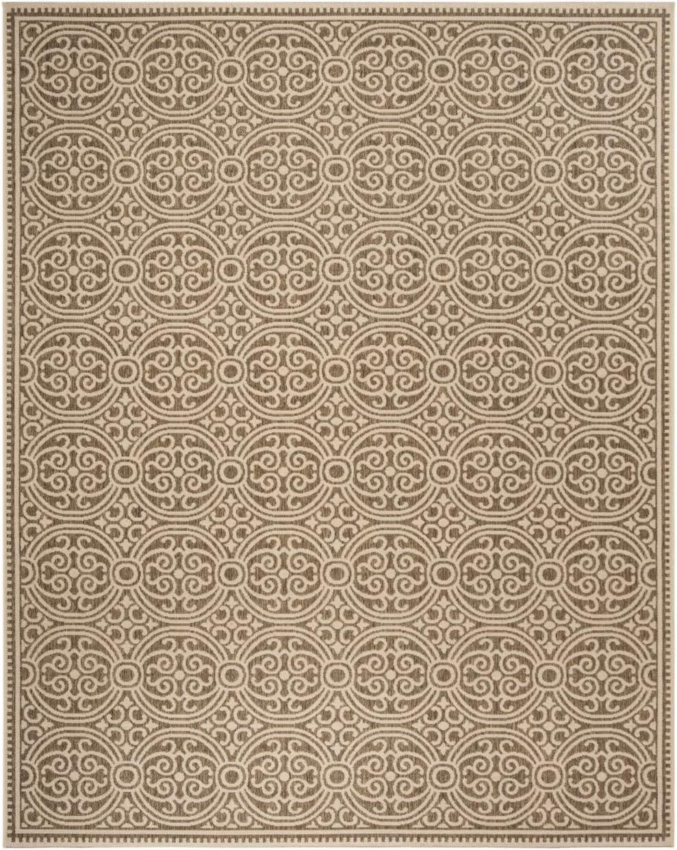 Cream and Beige Geometric Indoor/Outdoor Area Rug