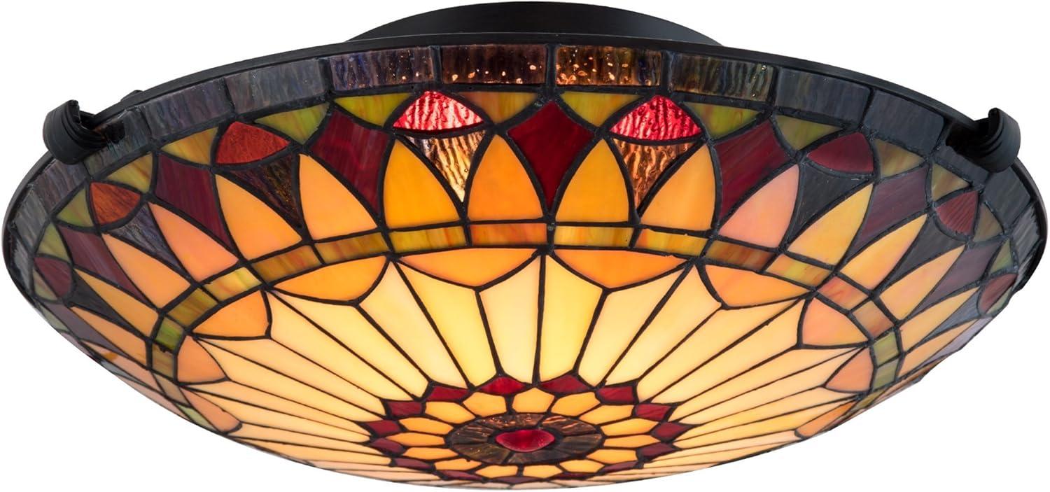 Mateo 16" Black Tiffany Glass Vintage Flush Mount Ceiling Light